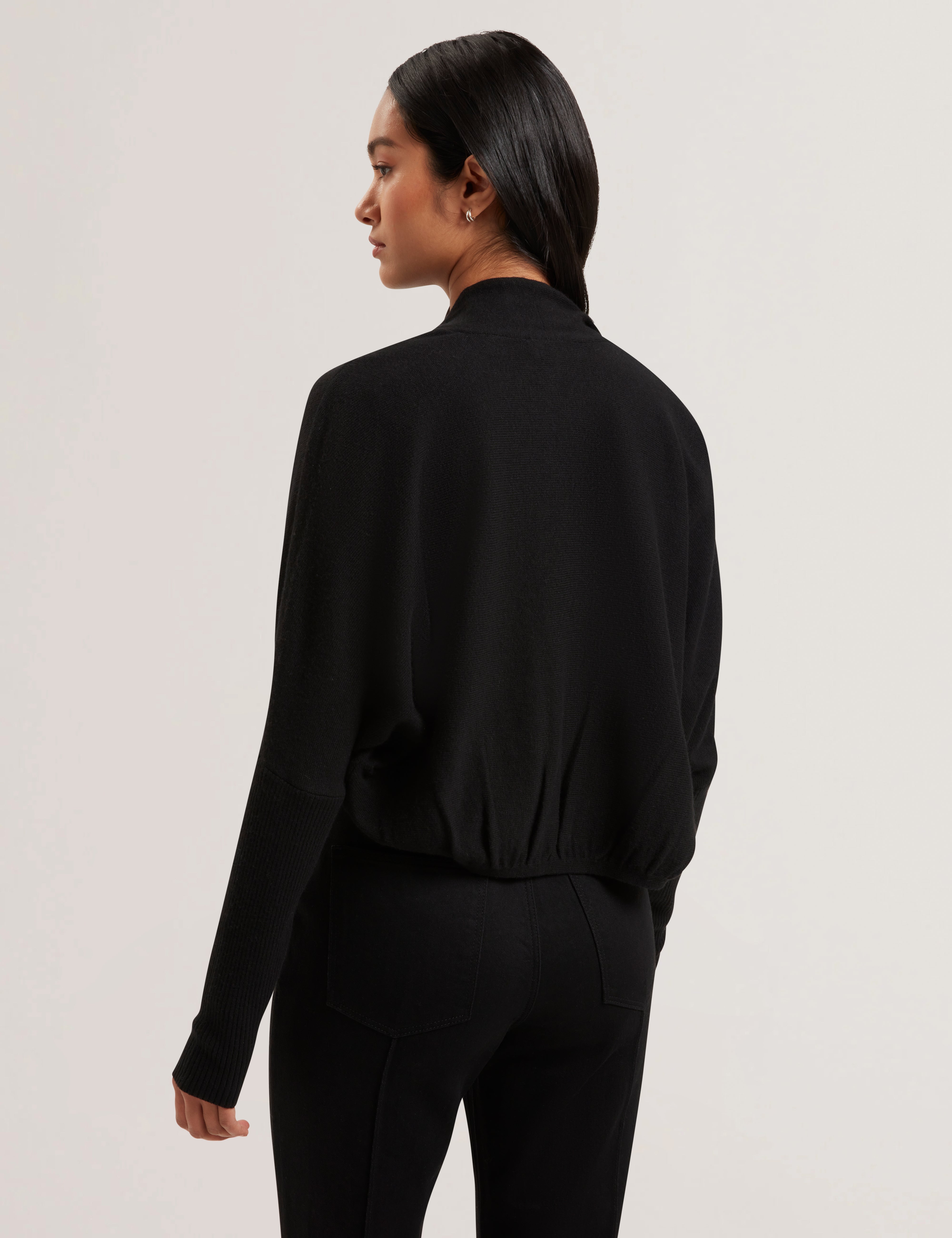Gabrlaa Circular Knit Cropped Shrug Cardigan Black