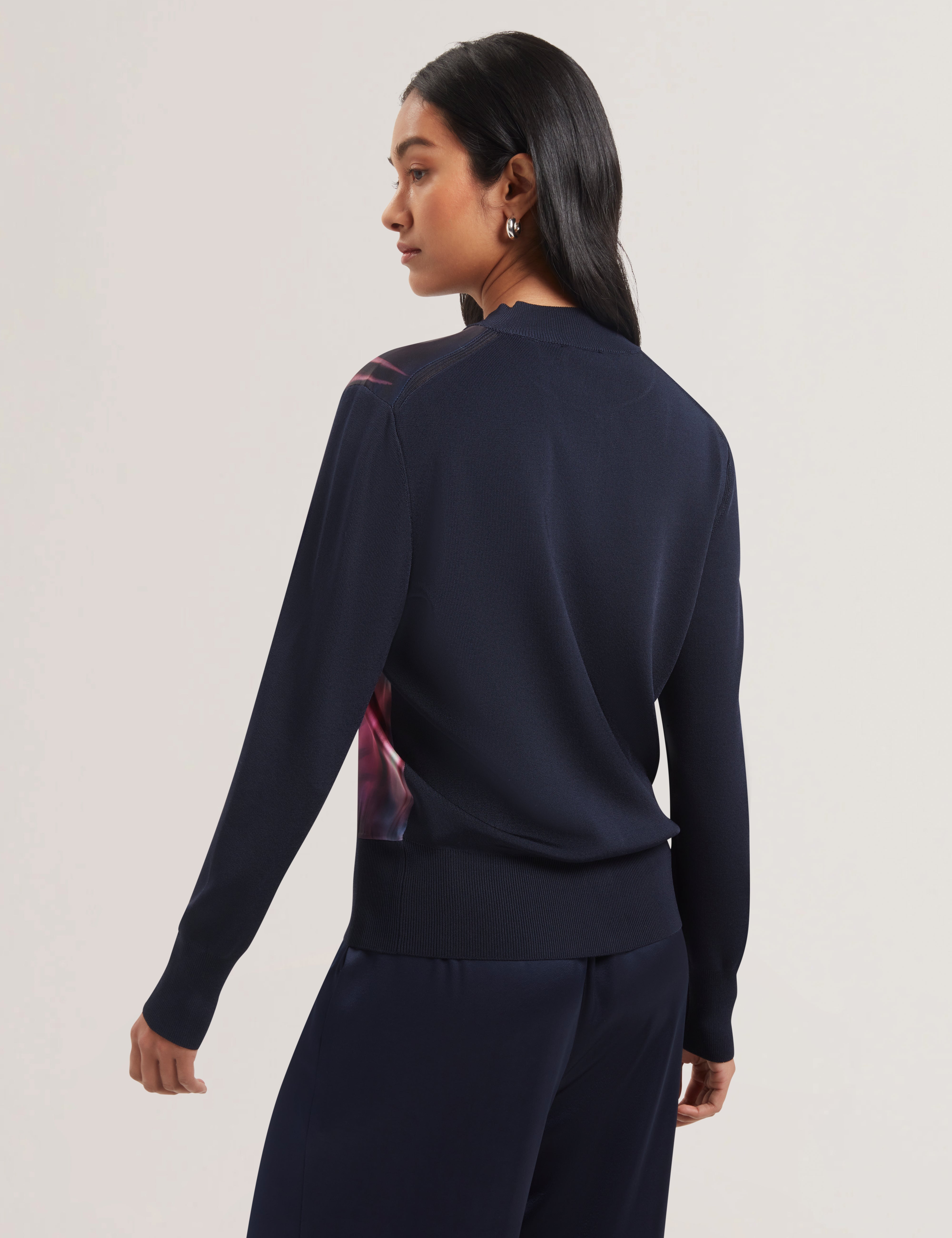 Paulean Woven Front Knitted Cardigan Navy