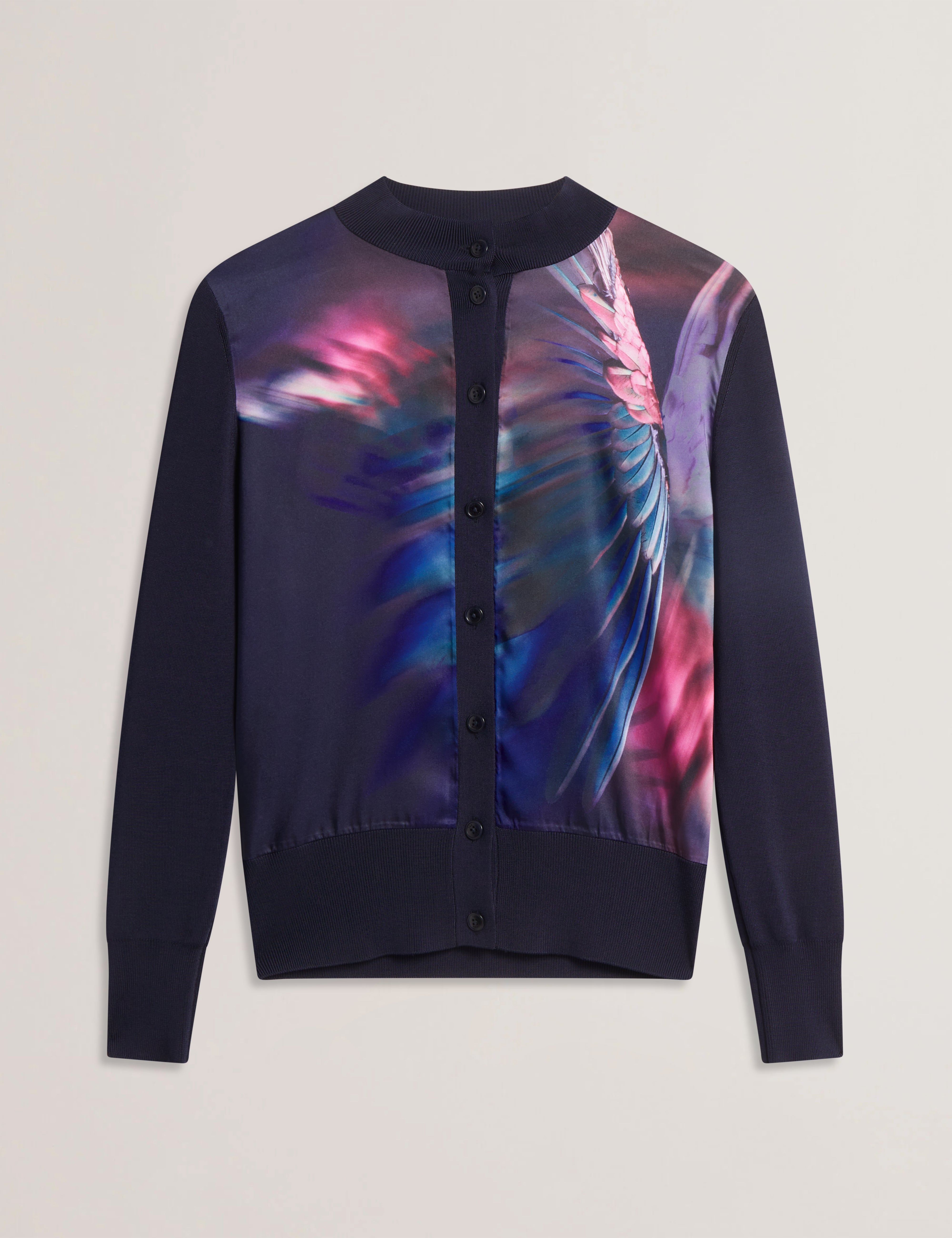 Paulean Woven Front Knitted Cardigan Navy