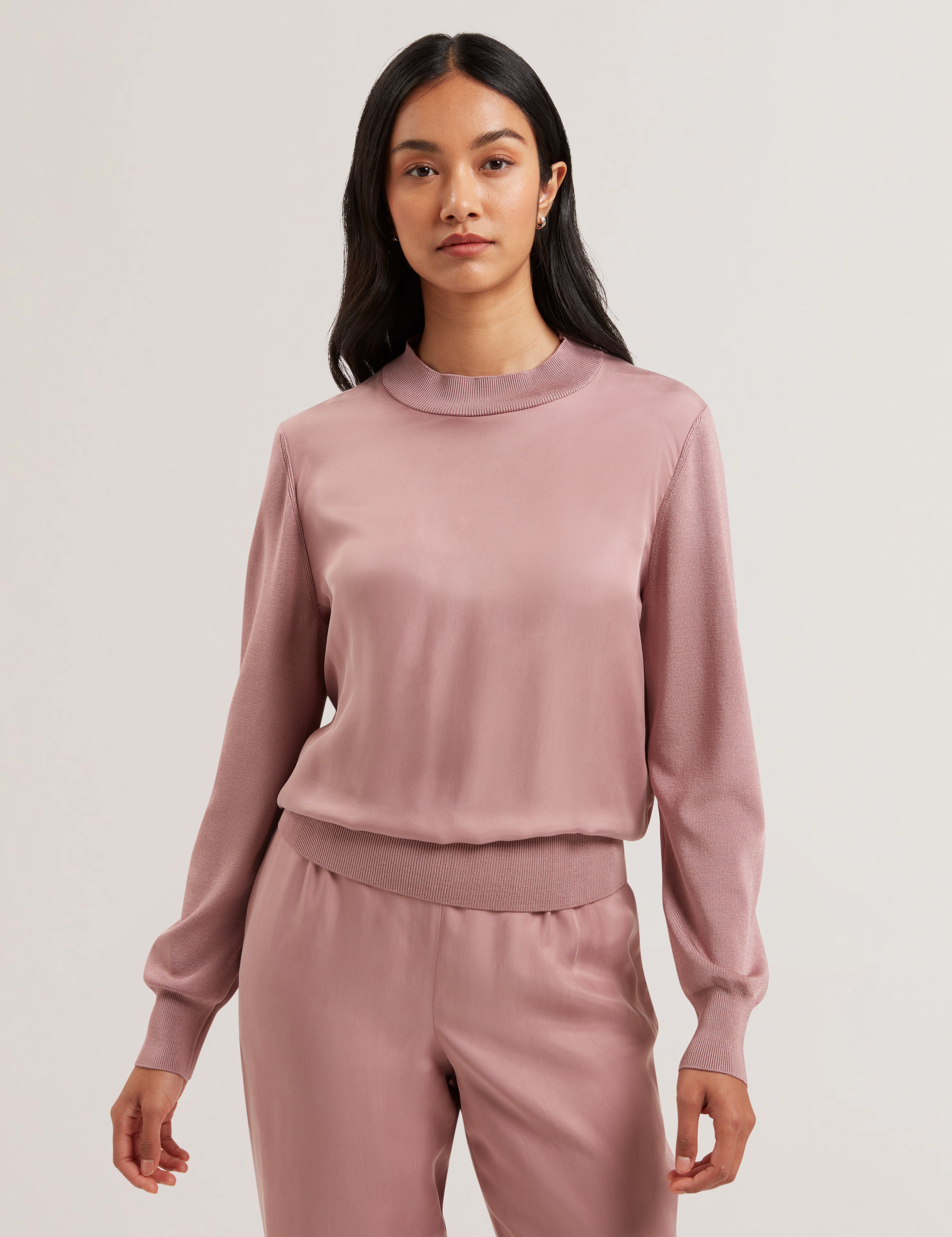 Karlean Curpo Woven Front Sweater Petal Pink