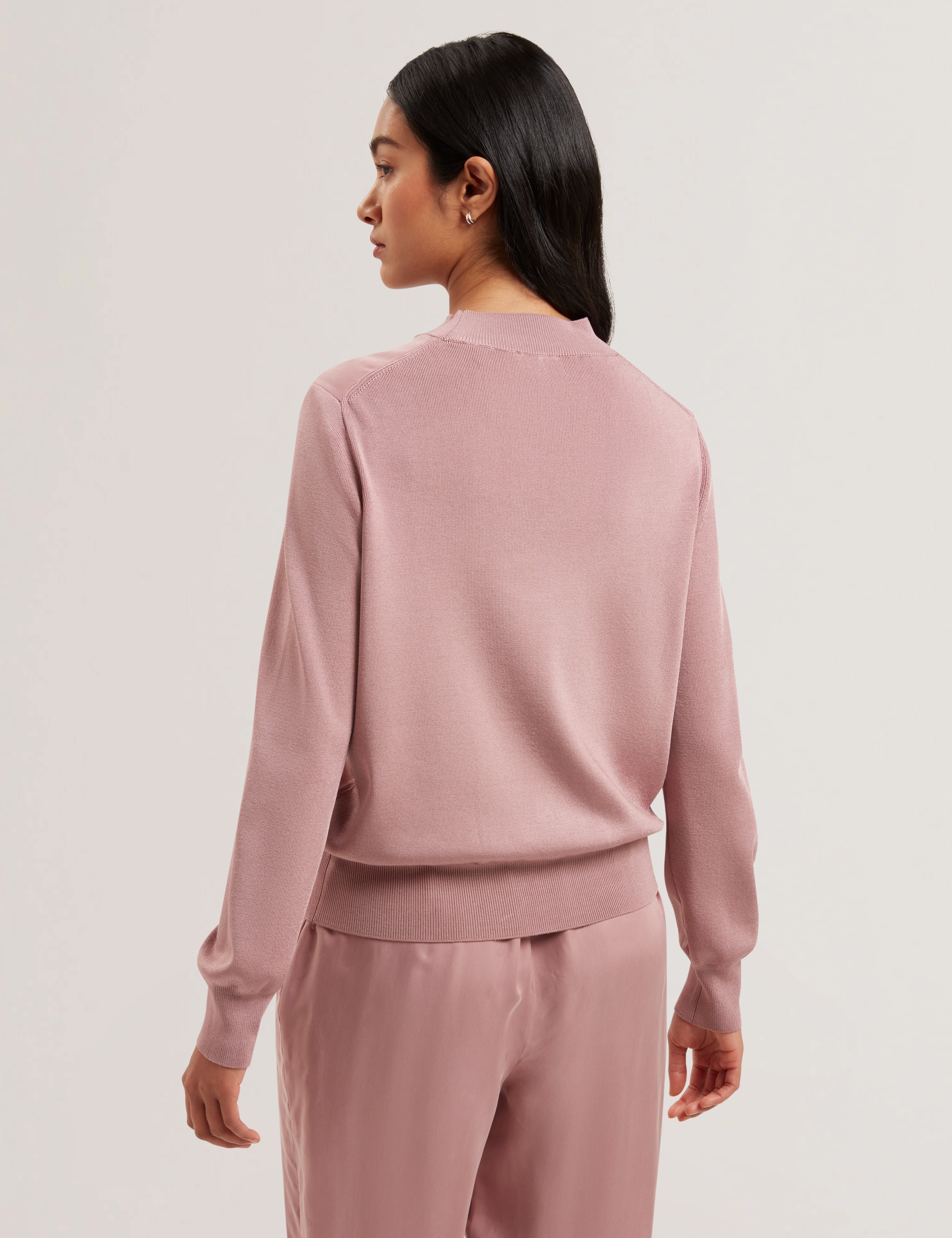Karlean Curpo Woven Front Sweater Petal Pink