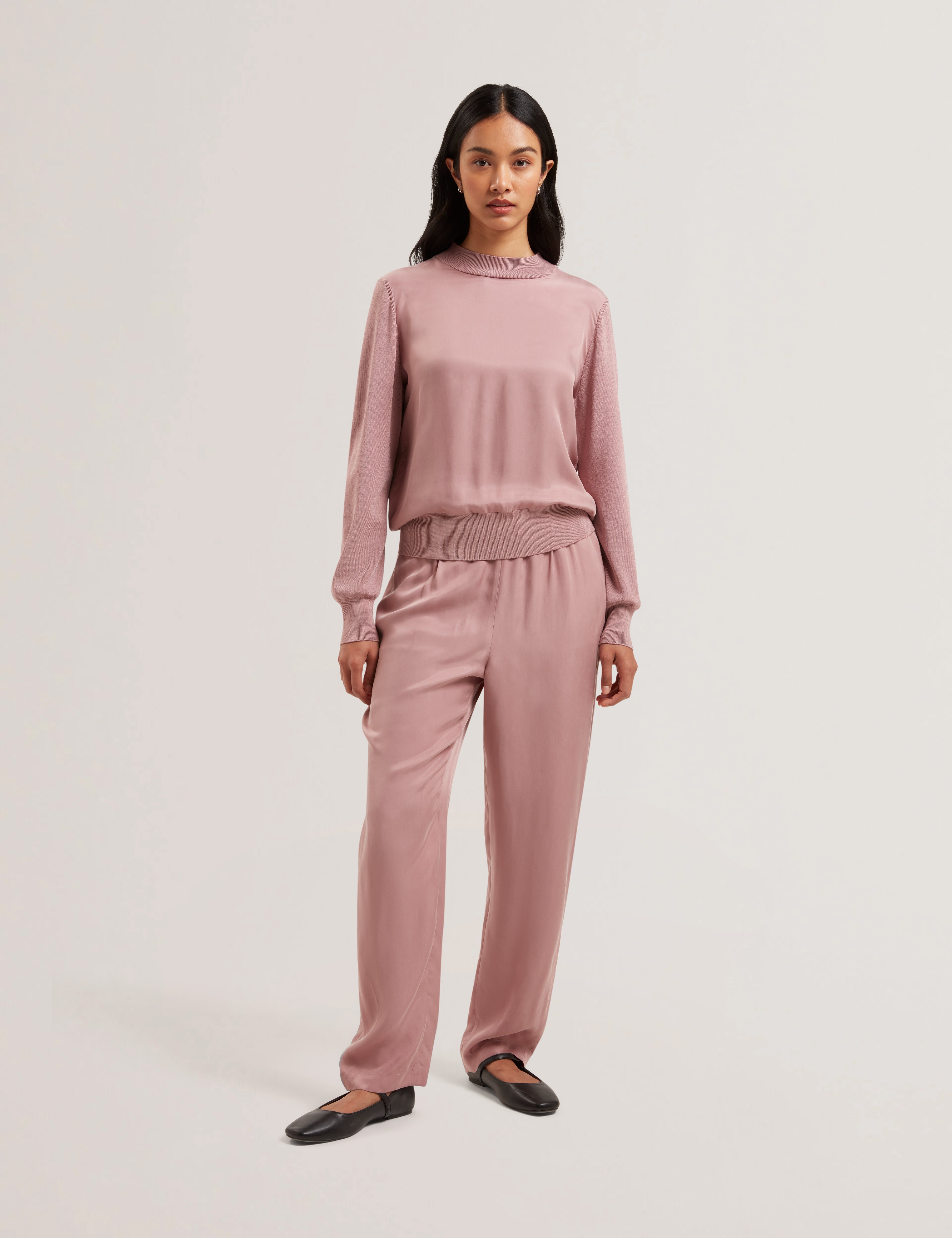 Karlean Curpo Woven Front Sweater Petal Pink