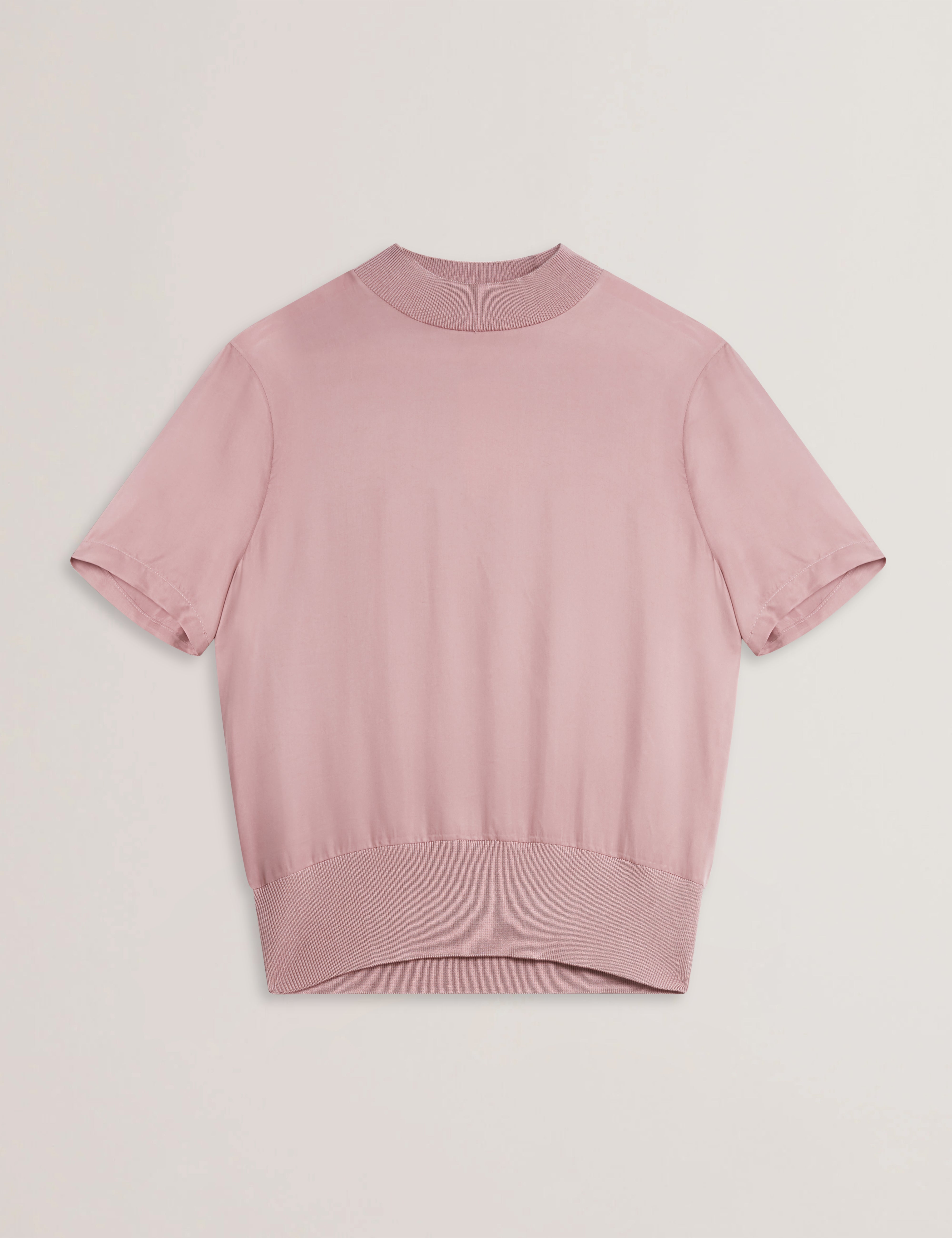 Anyaaa Cupro Woven Front Short Sleeve Tee Petal Pink