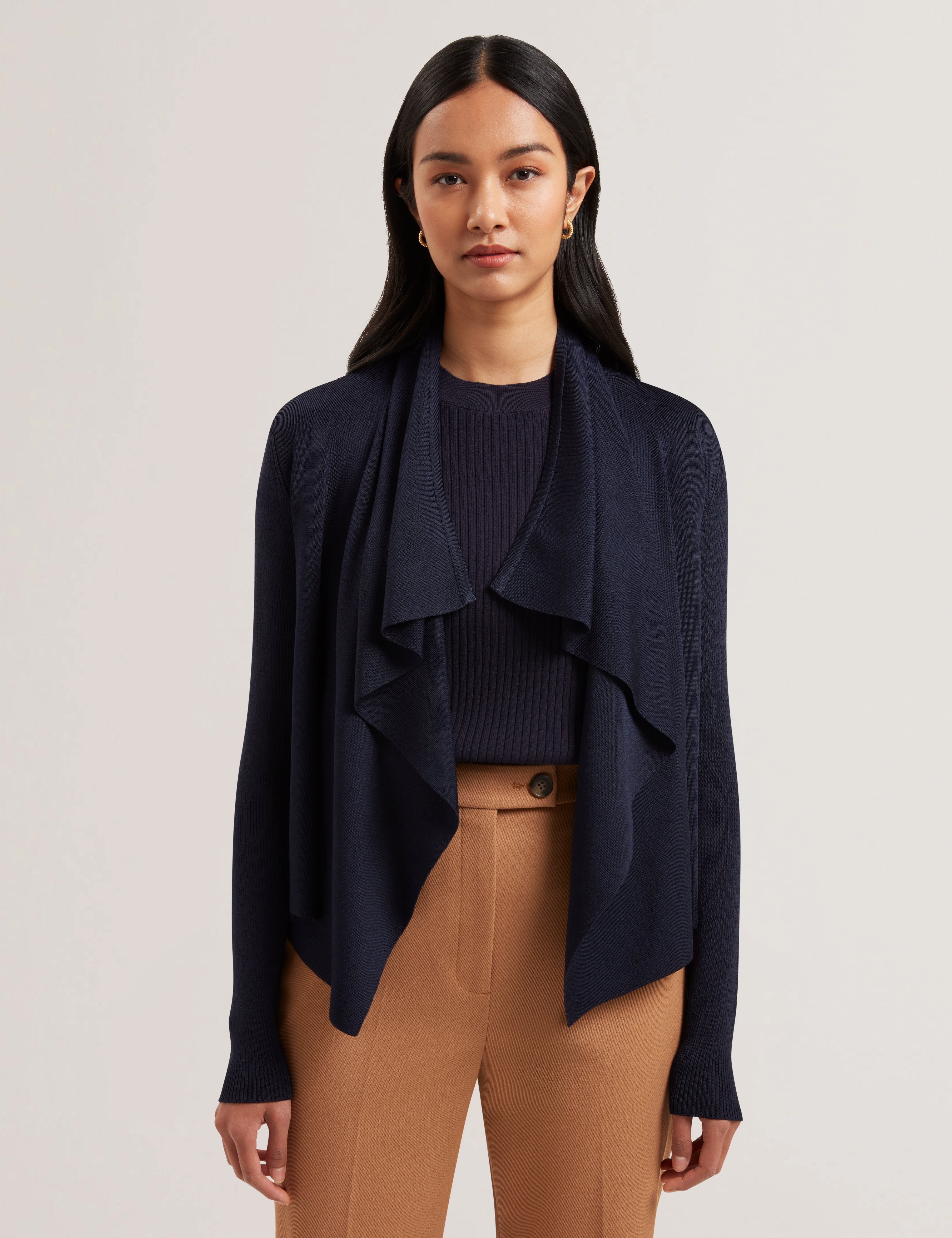 Elliyy Waterfall Front Cardigan Navy