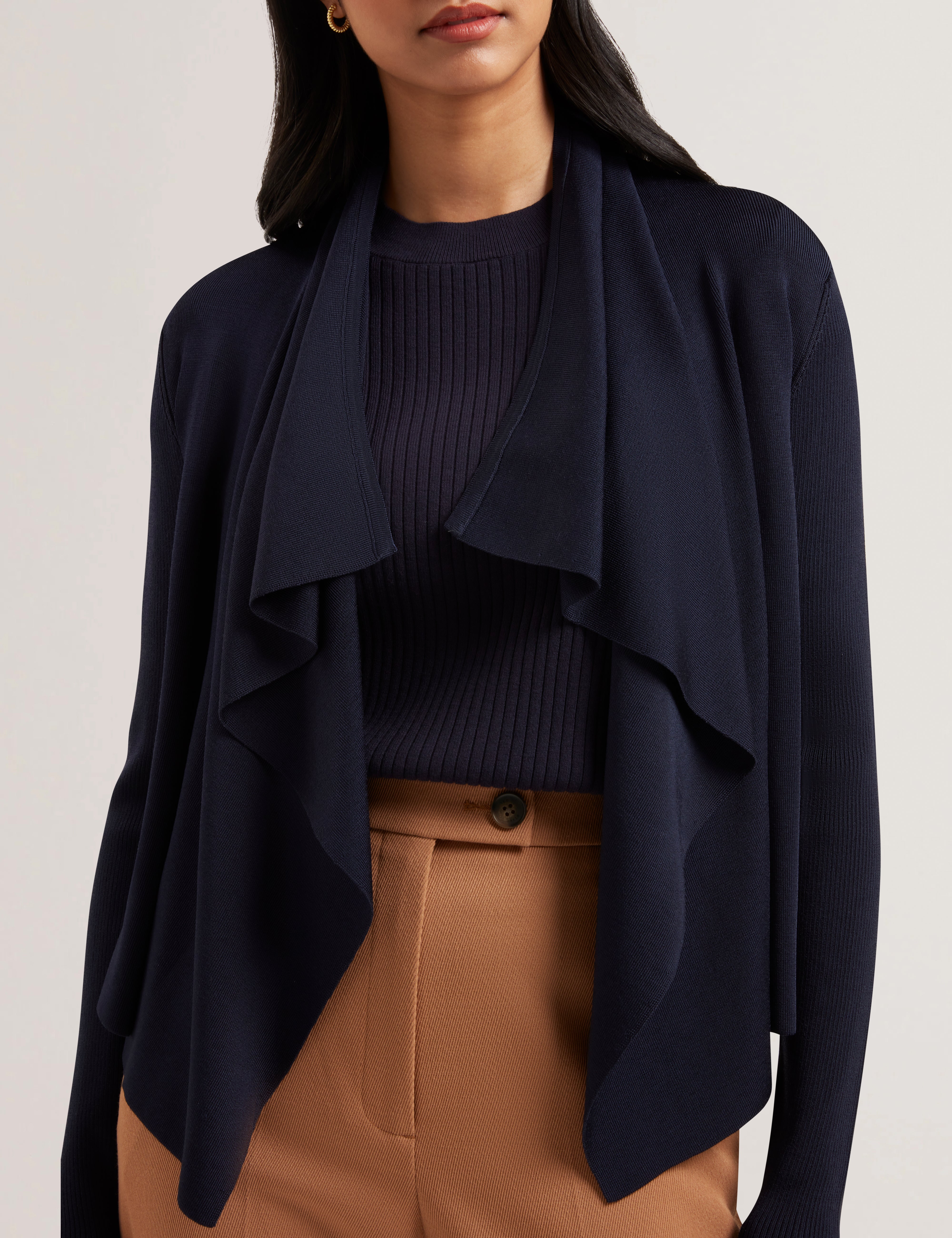 Elliyy Waterfall Front Cardigan Navy