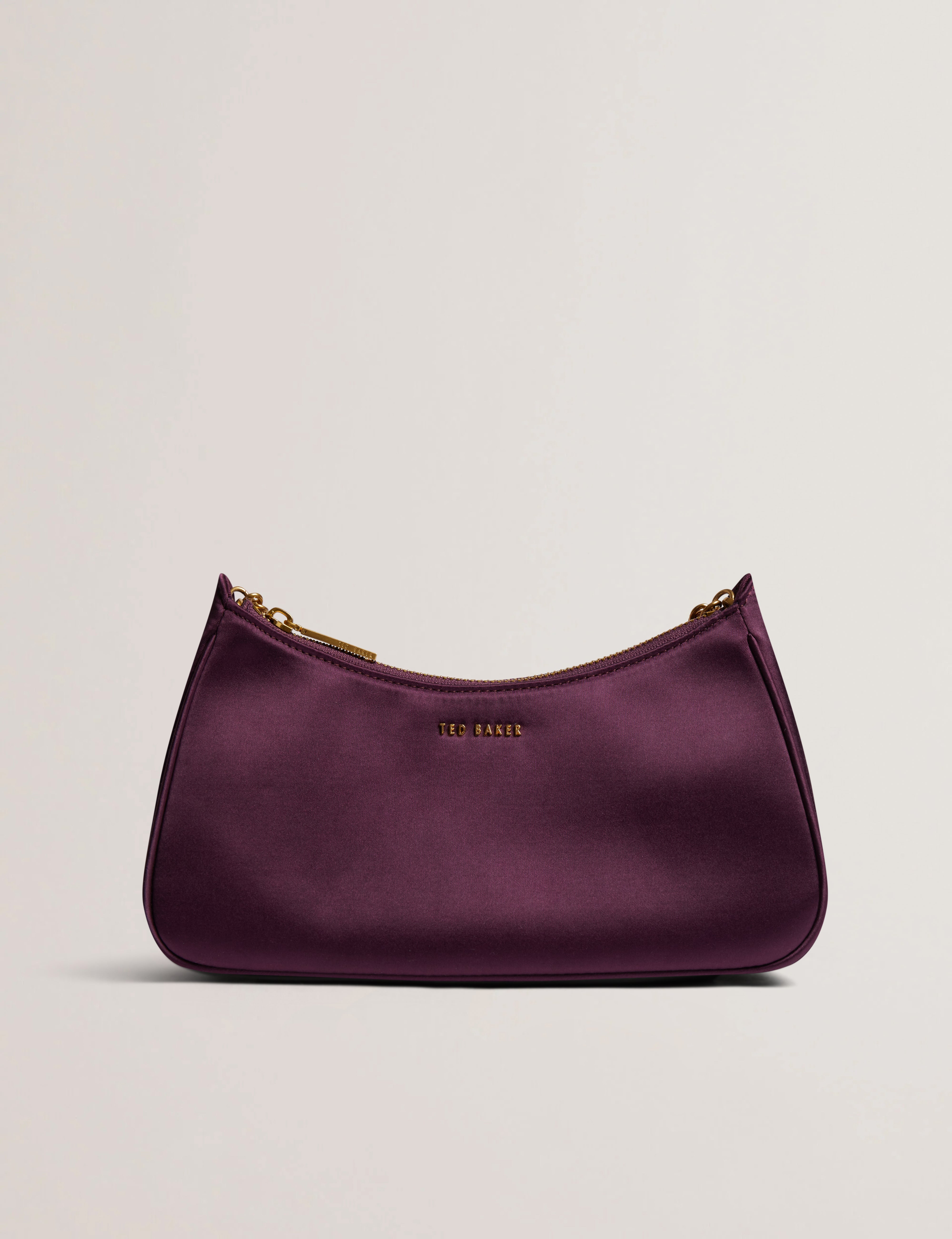 Agnise Chain Detail Satin Shoulder Bag Dp-Purple