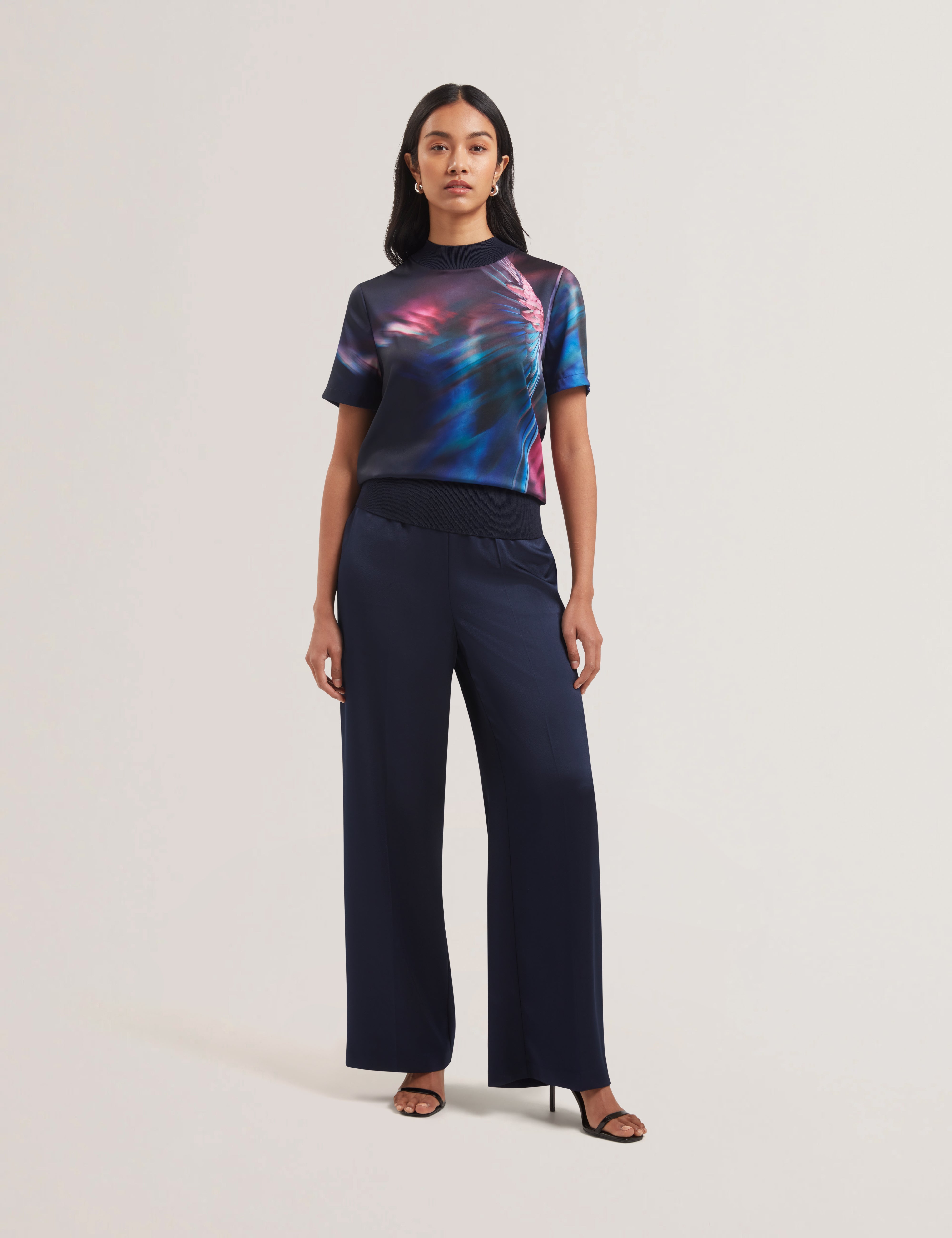 Mimraa Woven Front Knitted Tee Navy