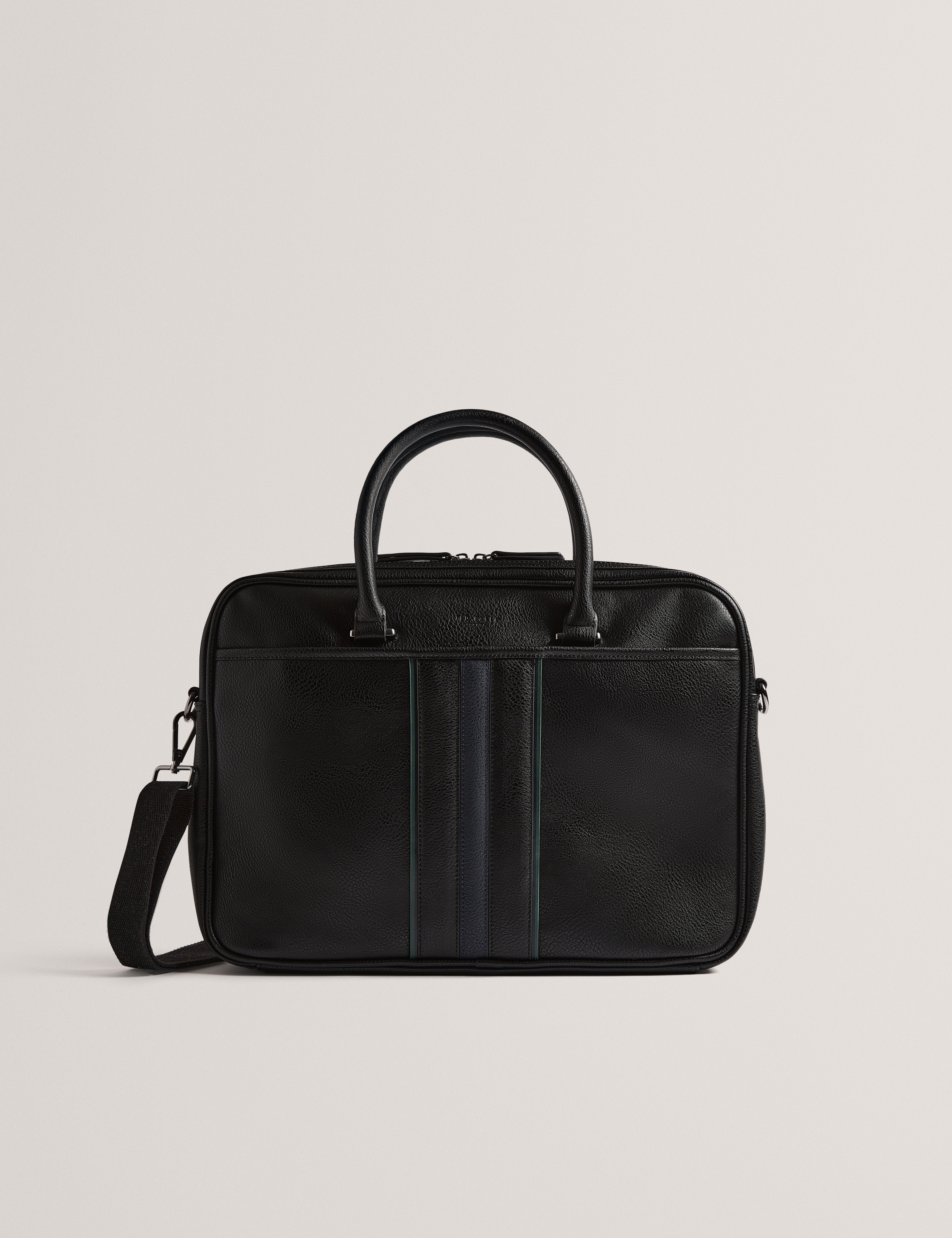 Shop Kenriik Stripe Pu Document Bag Black for Men Online Ted