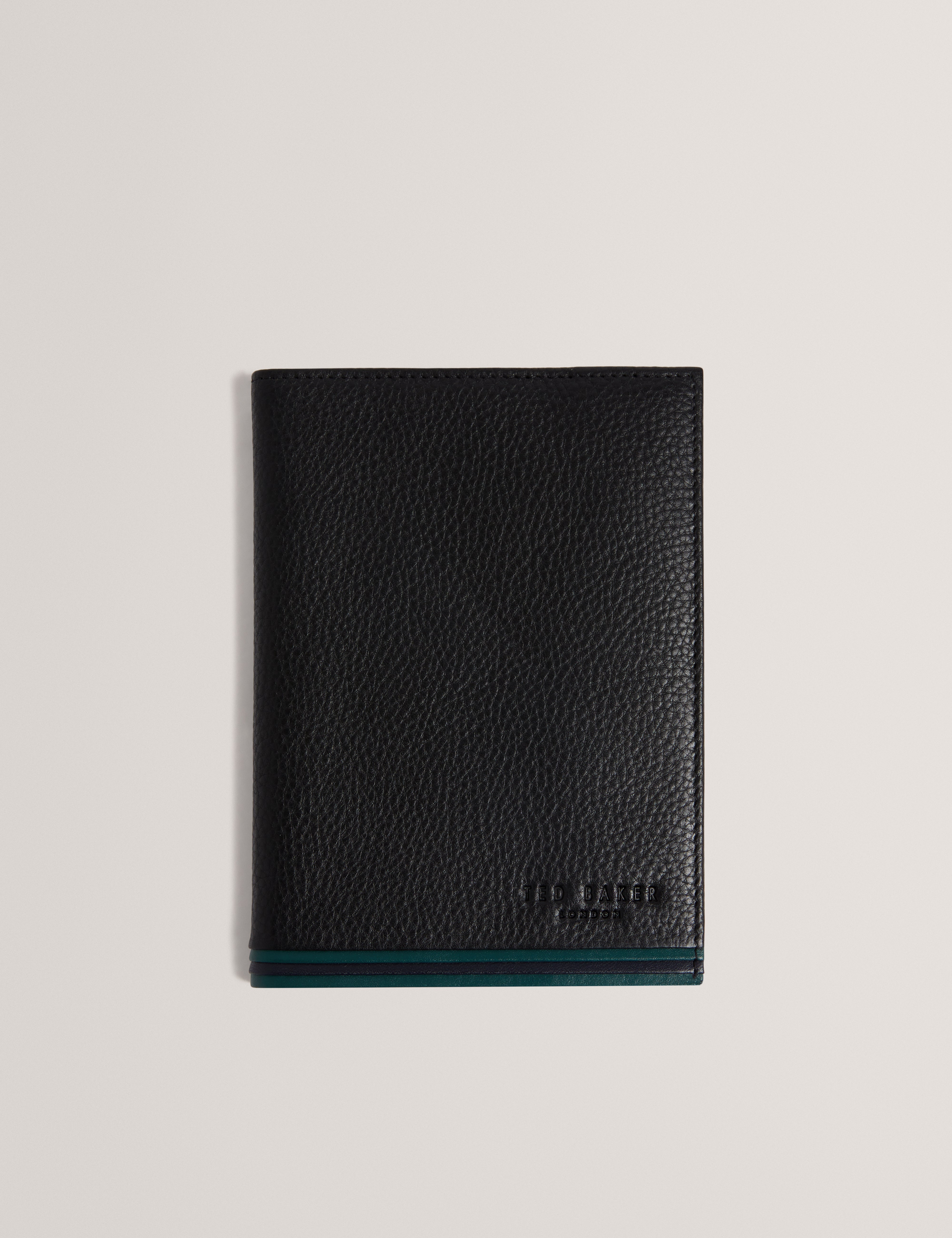 Graiton Stripe Leather Luggage Travel Black