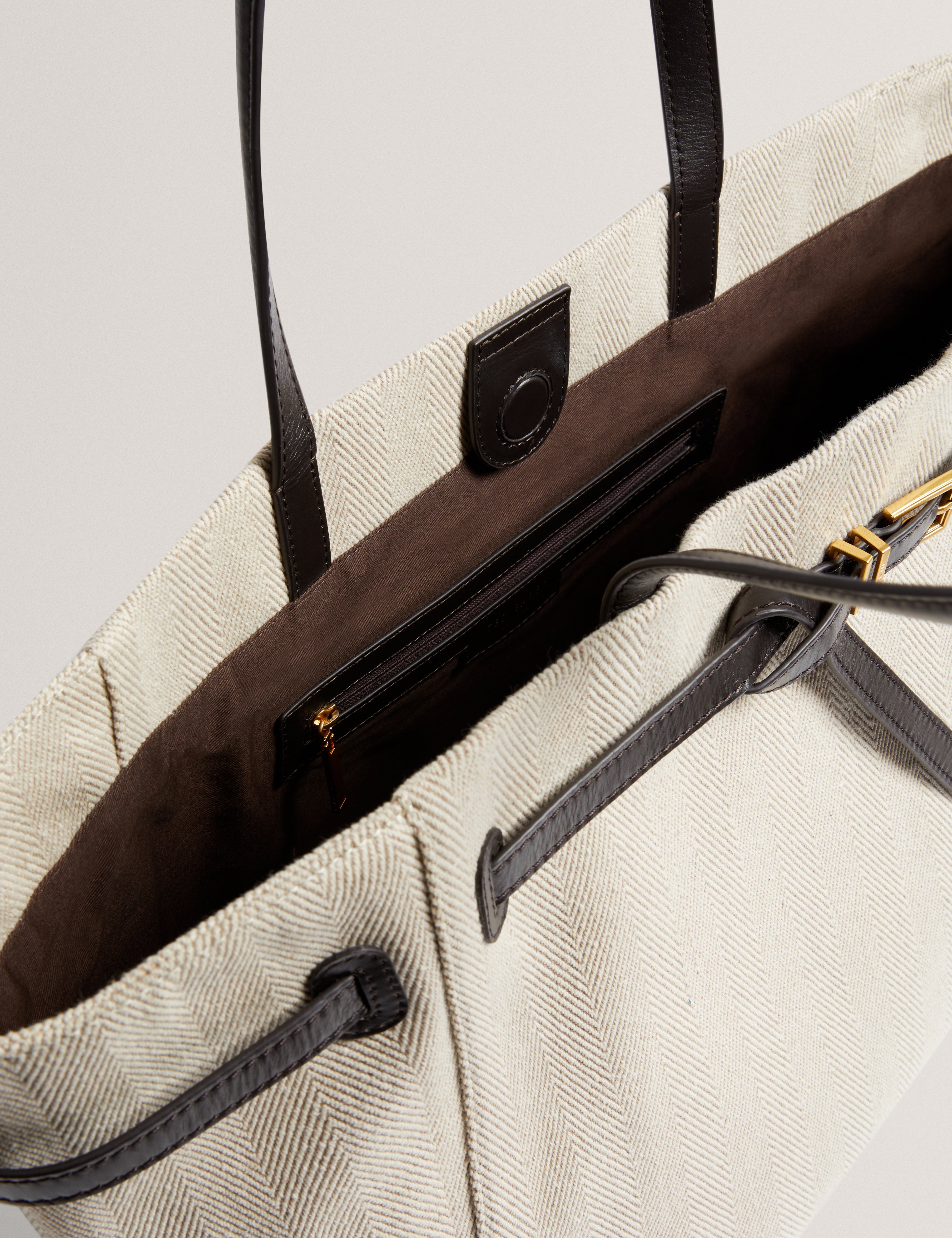 Tafanie Belted Herringbone Canvas Brn-Choc
