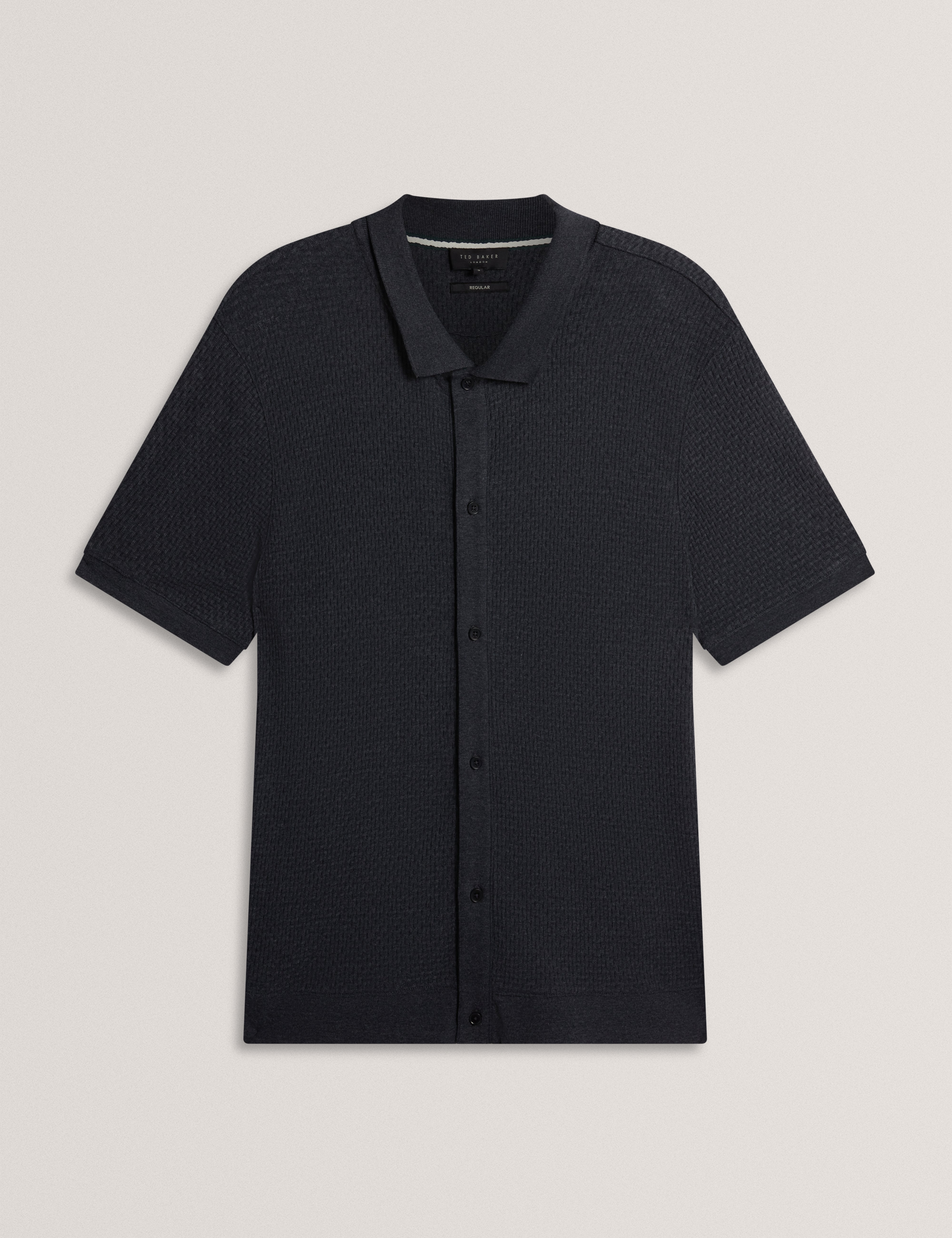 Connyr Short Sleeve Regular Button Through Polo Shirt Navy
