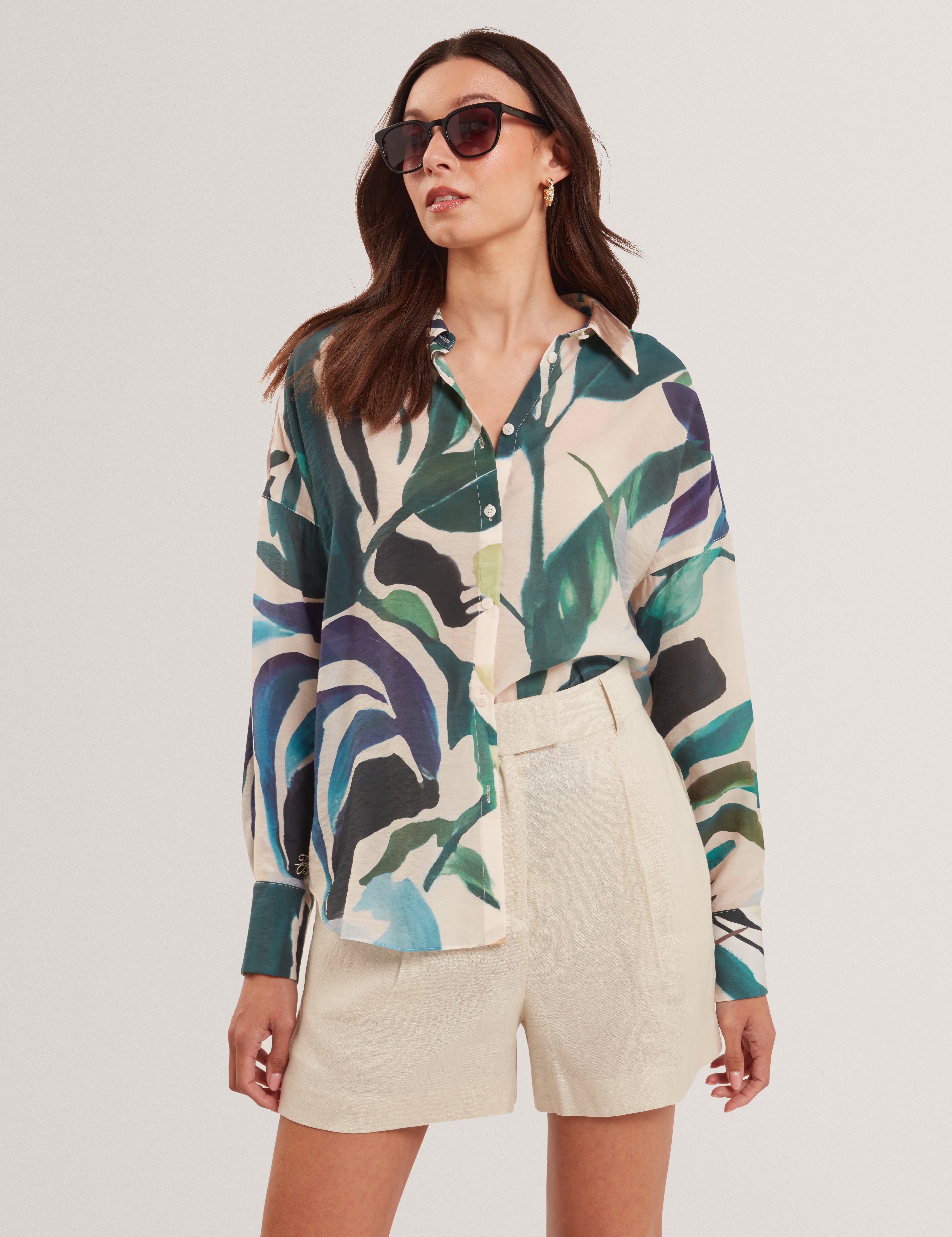 Carlova Printed Oversized Shirt Nude-Pink