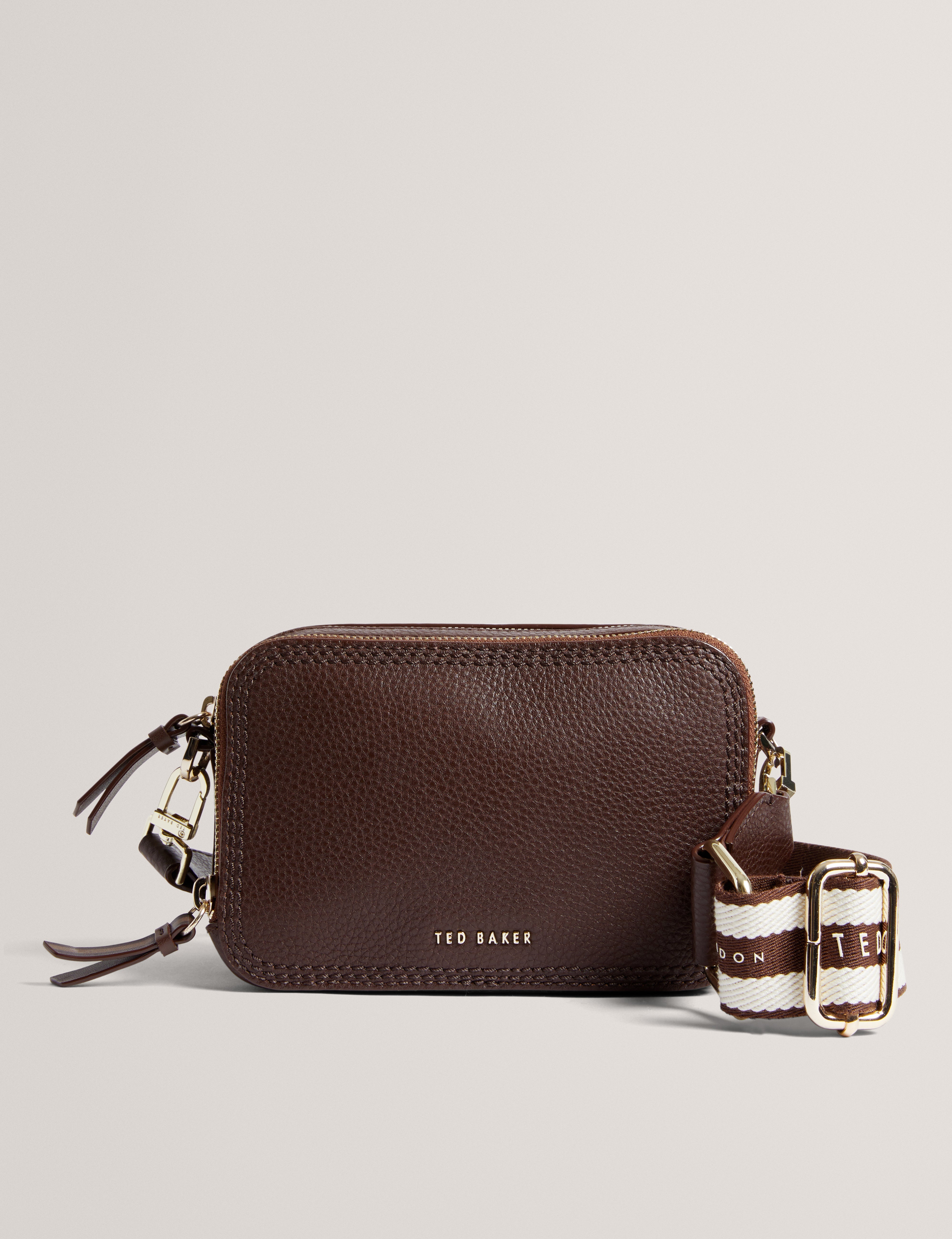 Willsa Mini Webbing Leather Crossbody Bag Brown