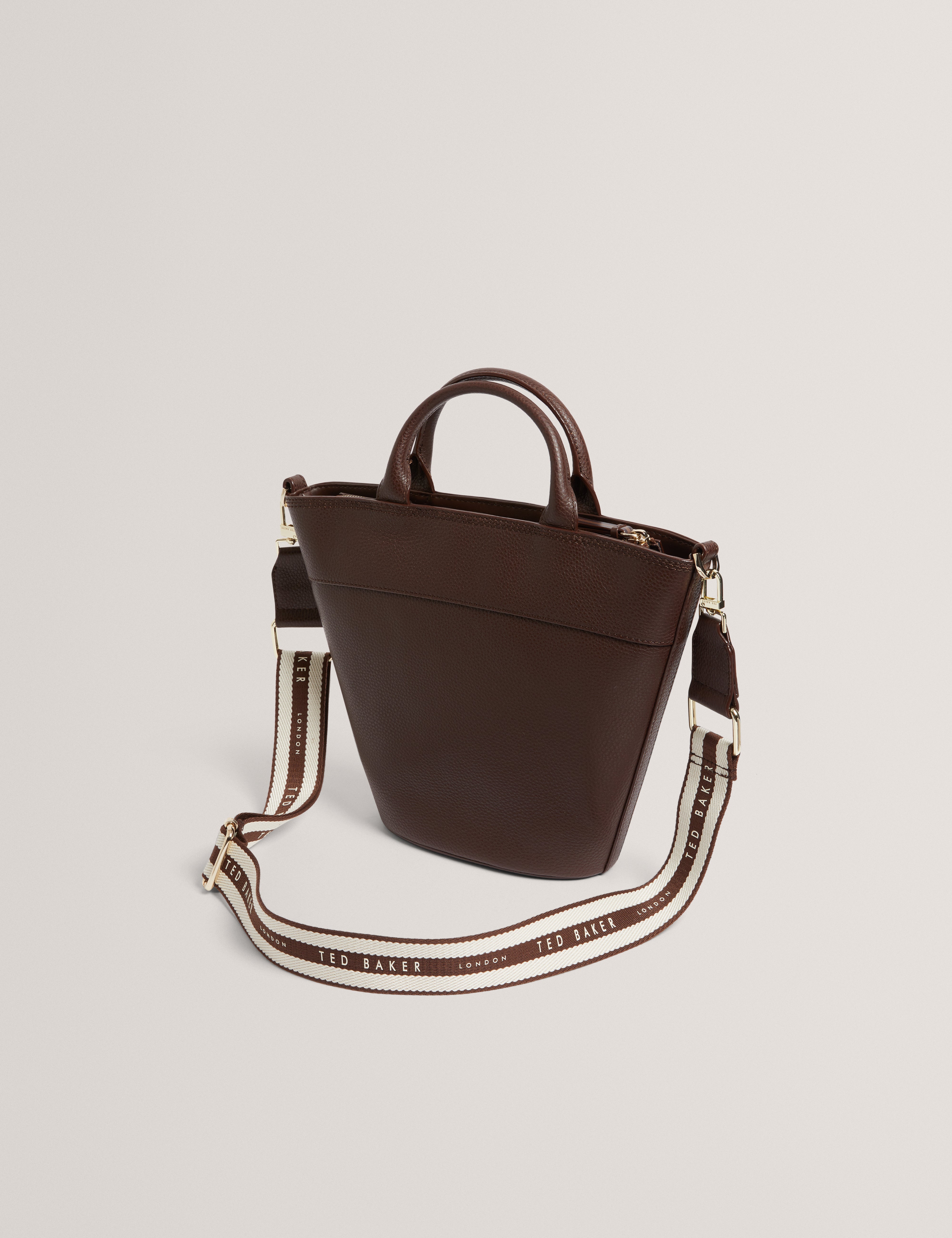 Wilsona Webbing Cross Body Leather Bag Brown