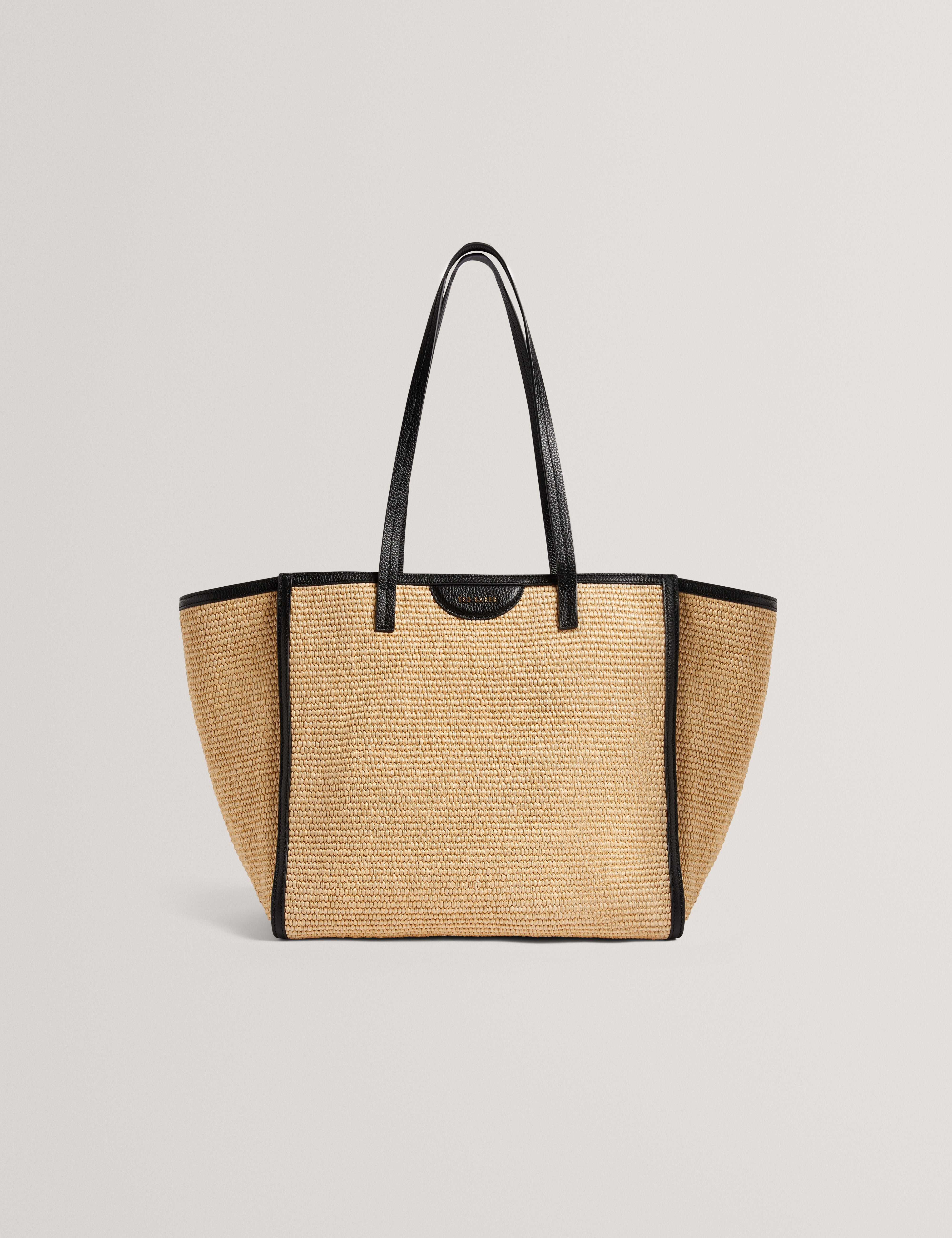 Barni Faux Raffia Large Shopper Bag Black
