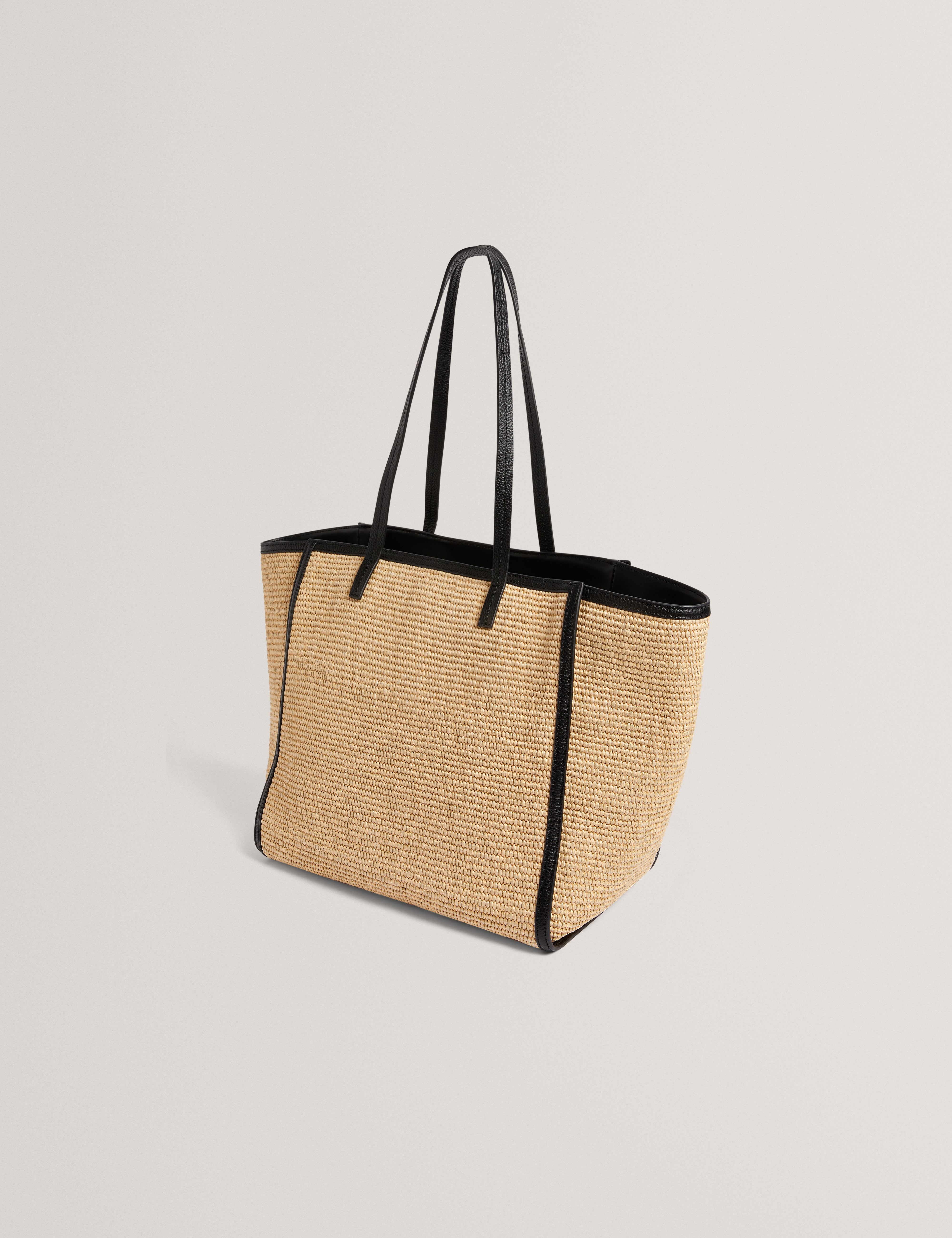 Barni Faux Raffia Large Shopper Bag Black