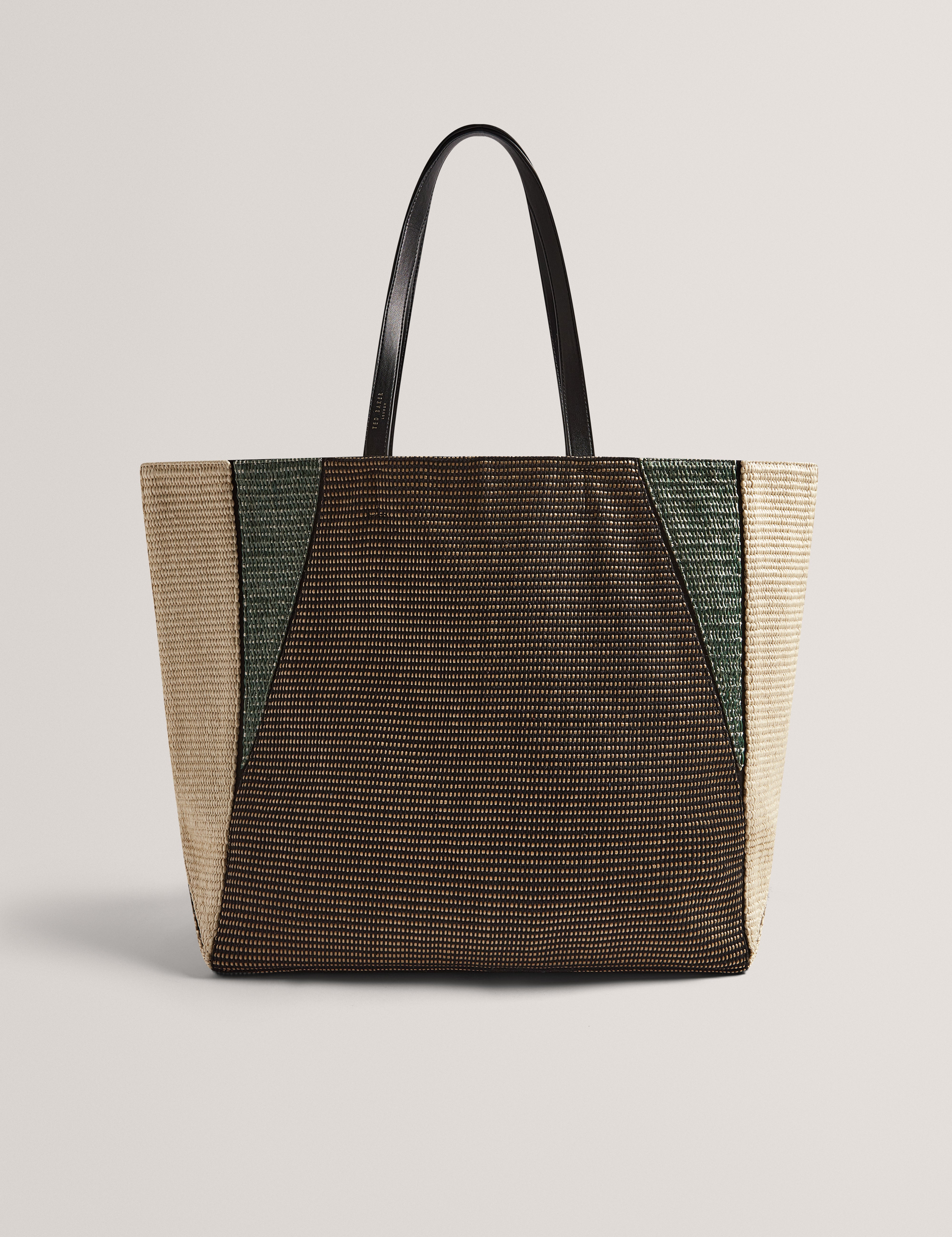 Shop Rafiya Raffia Collapsible Large Shopper Bag Black for Women