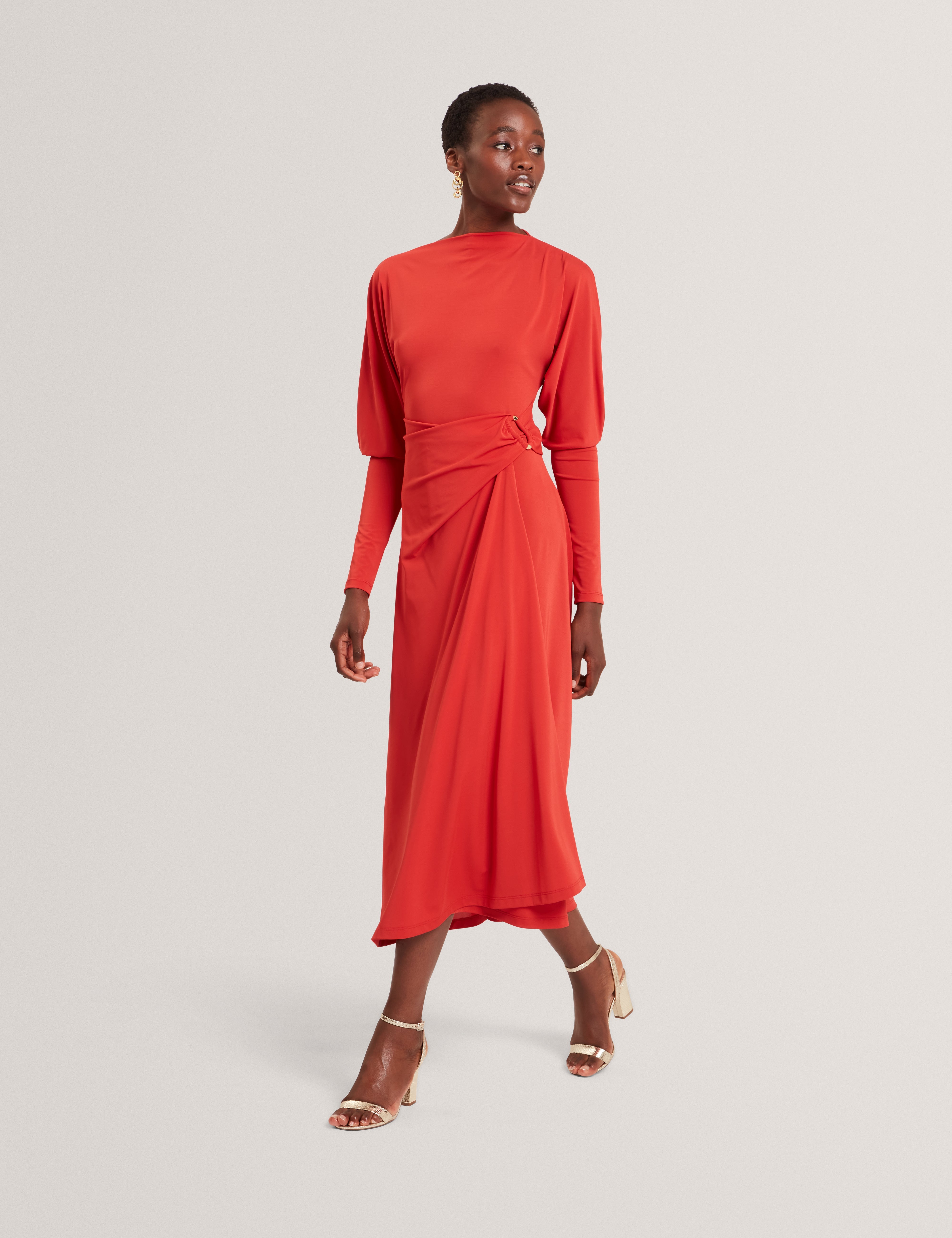 Ralhaa Wrap Jersey Midi Dress Bur-Orange