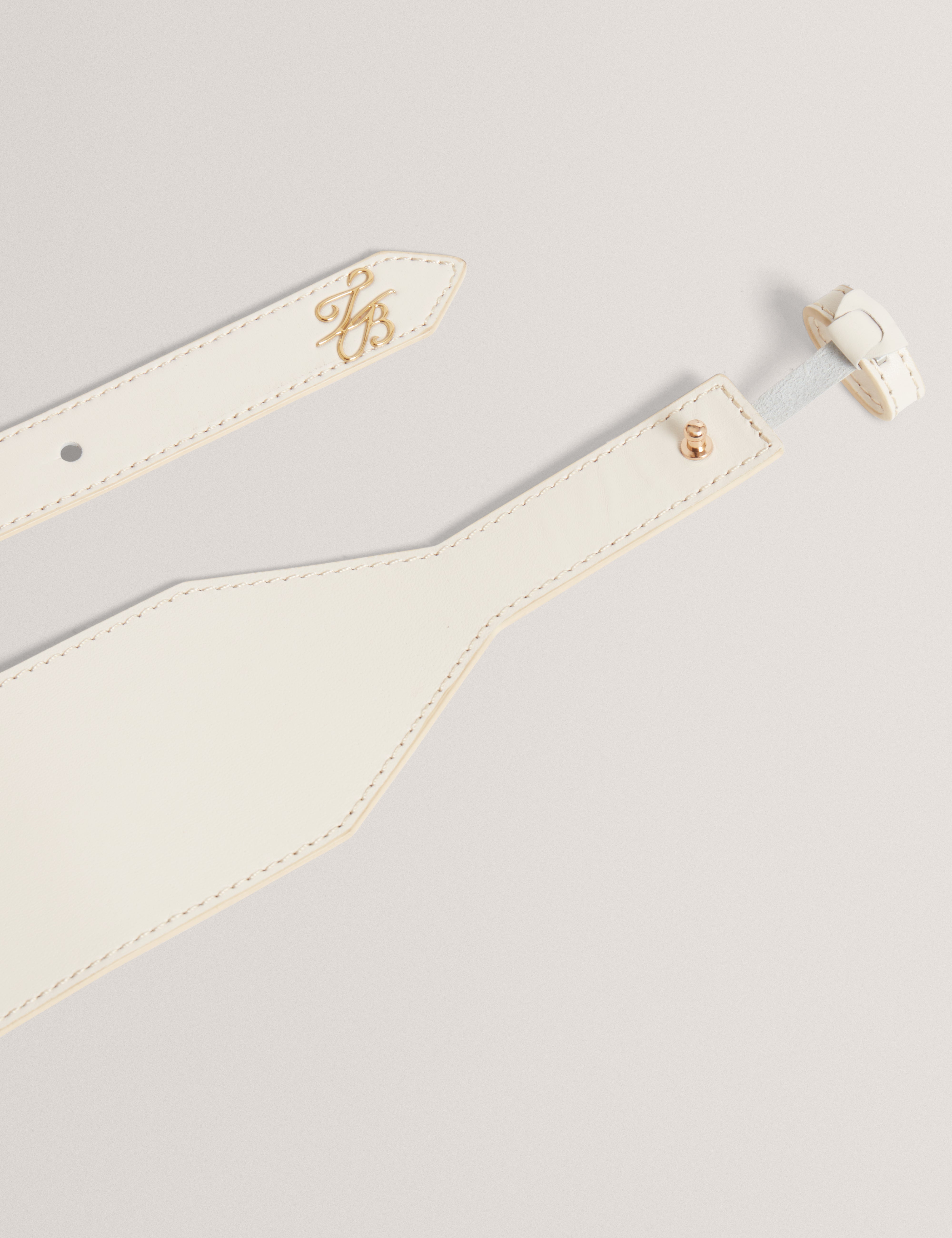 Annalee Tb Script Leather Waist Belt White