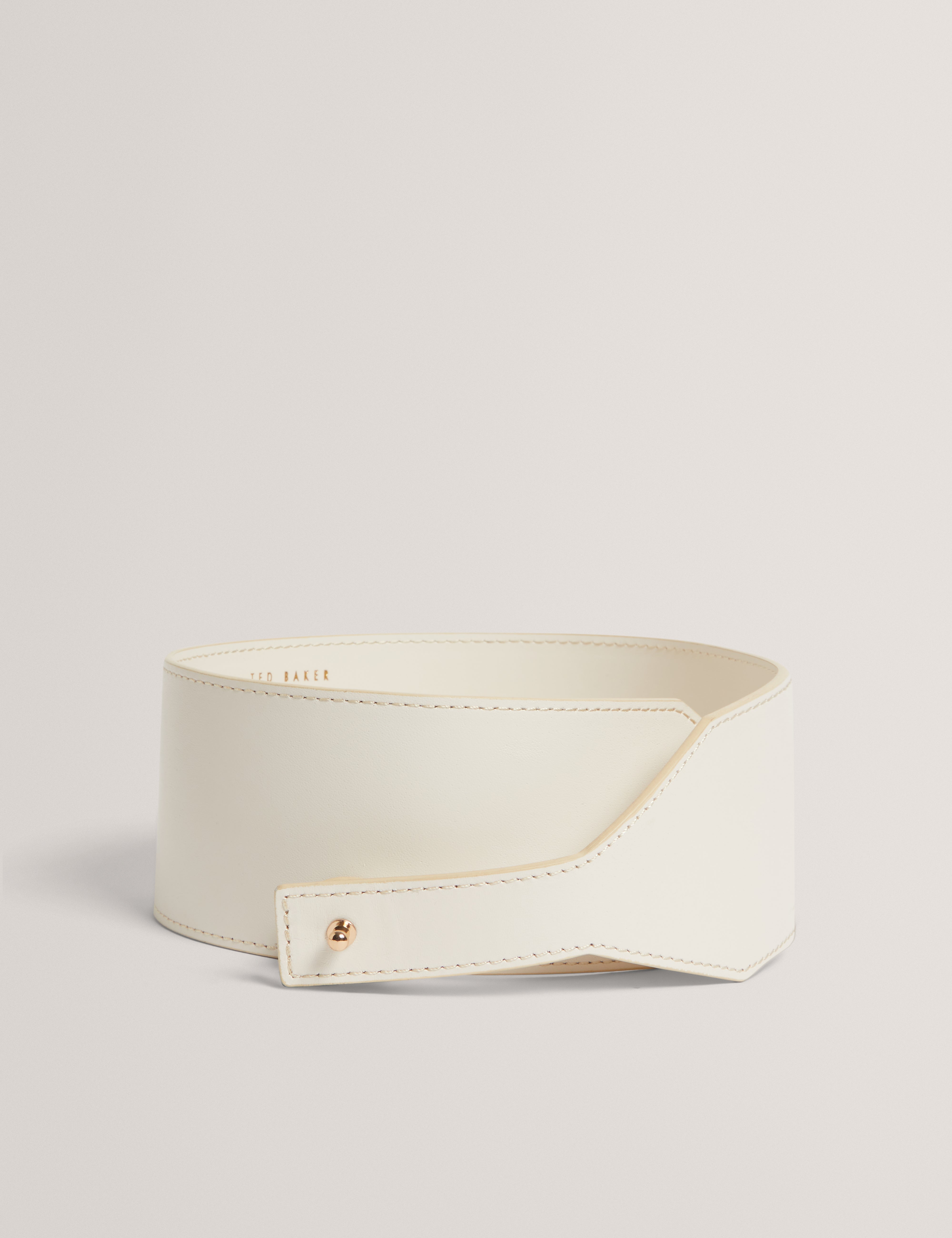 Annalee Tb Script Leather Waist Belt White