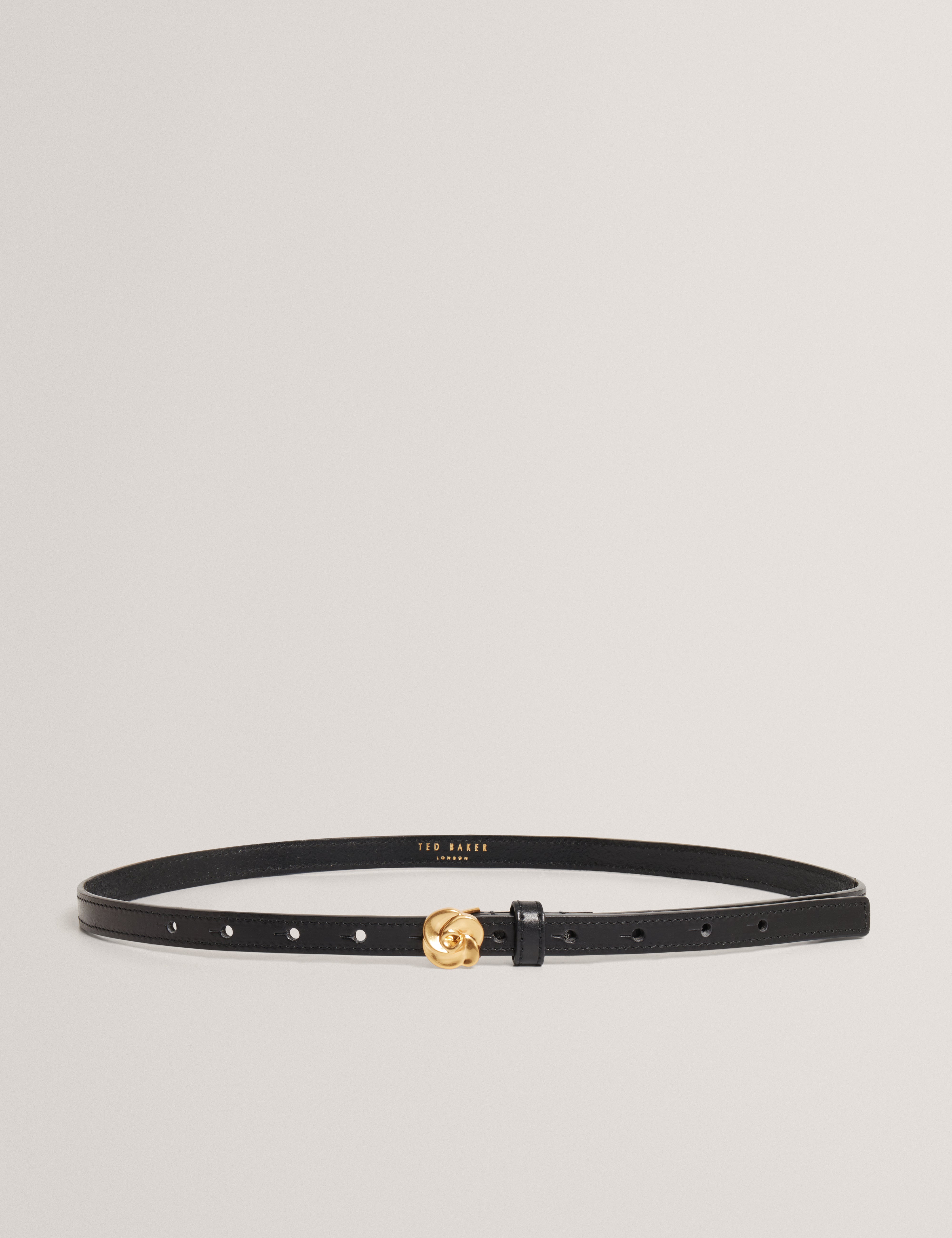 Roossi Leather Belt With Rose Hardware Black