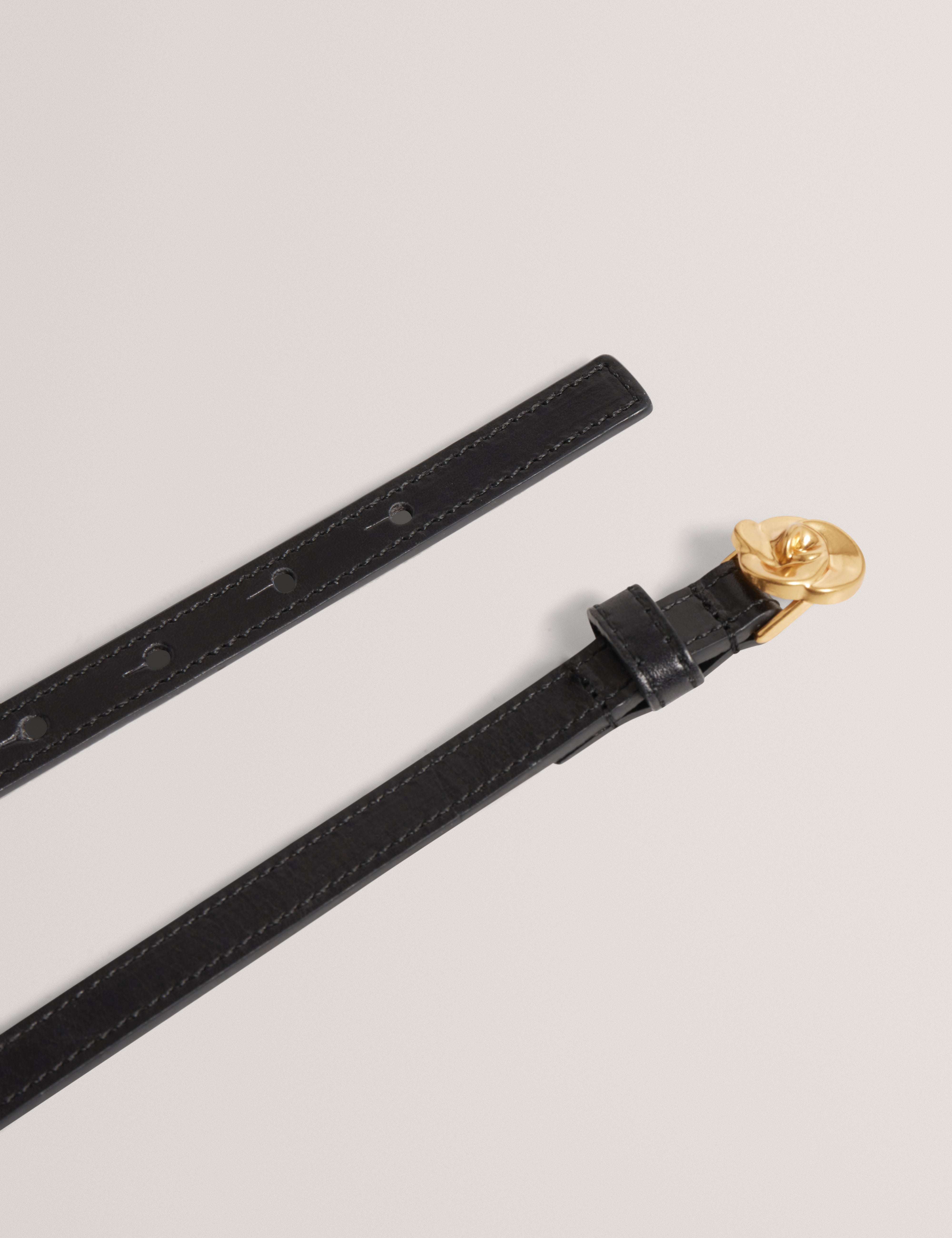Roossi Leather Belt With Rose Hardware Black