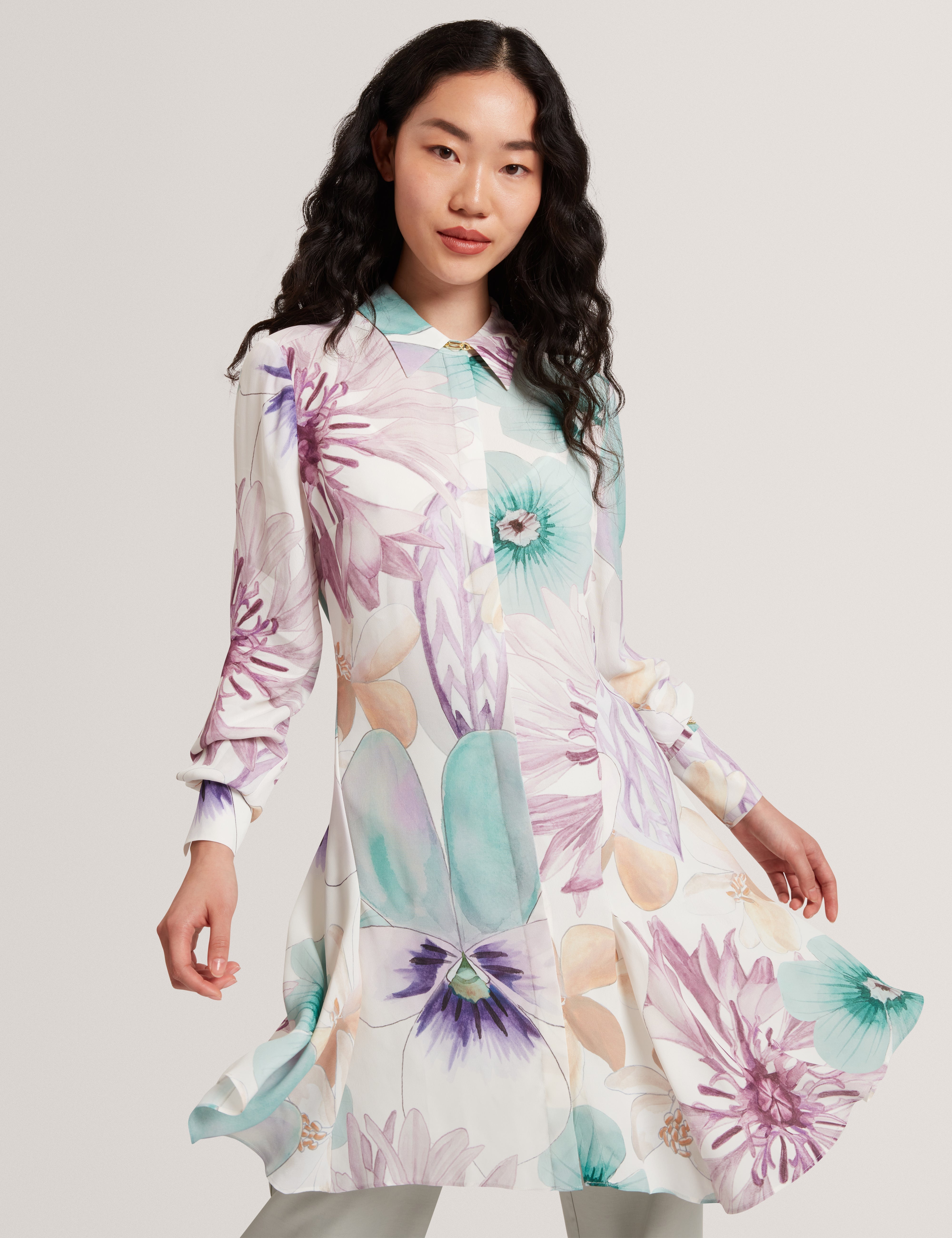 Mayha Print Mini Shirt Dress White
