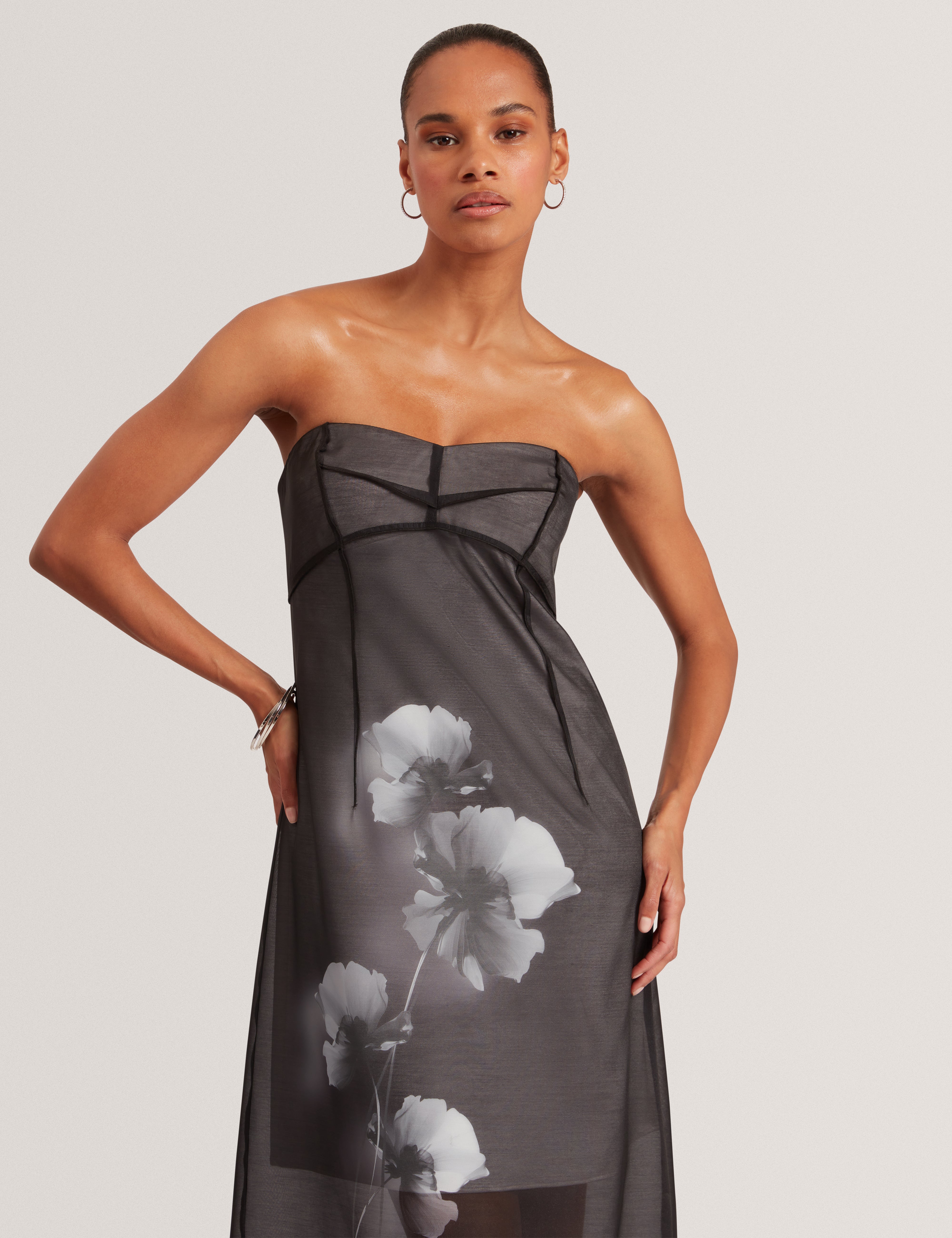 open lace back dress MNM Couture GOS2501 - Short Organza Sheath Dress - Sequin Fitted Bodice, Mid-Open Back, Angular Bust, Voluminous Puffy Skirt Overlay 6 / Gold main image 0