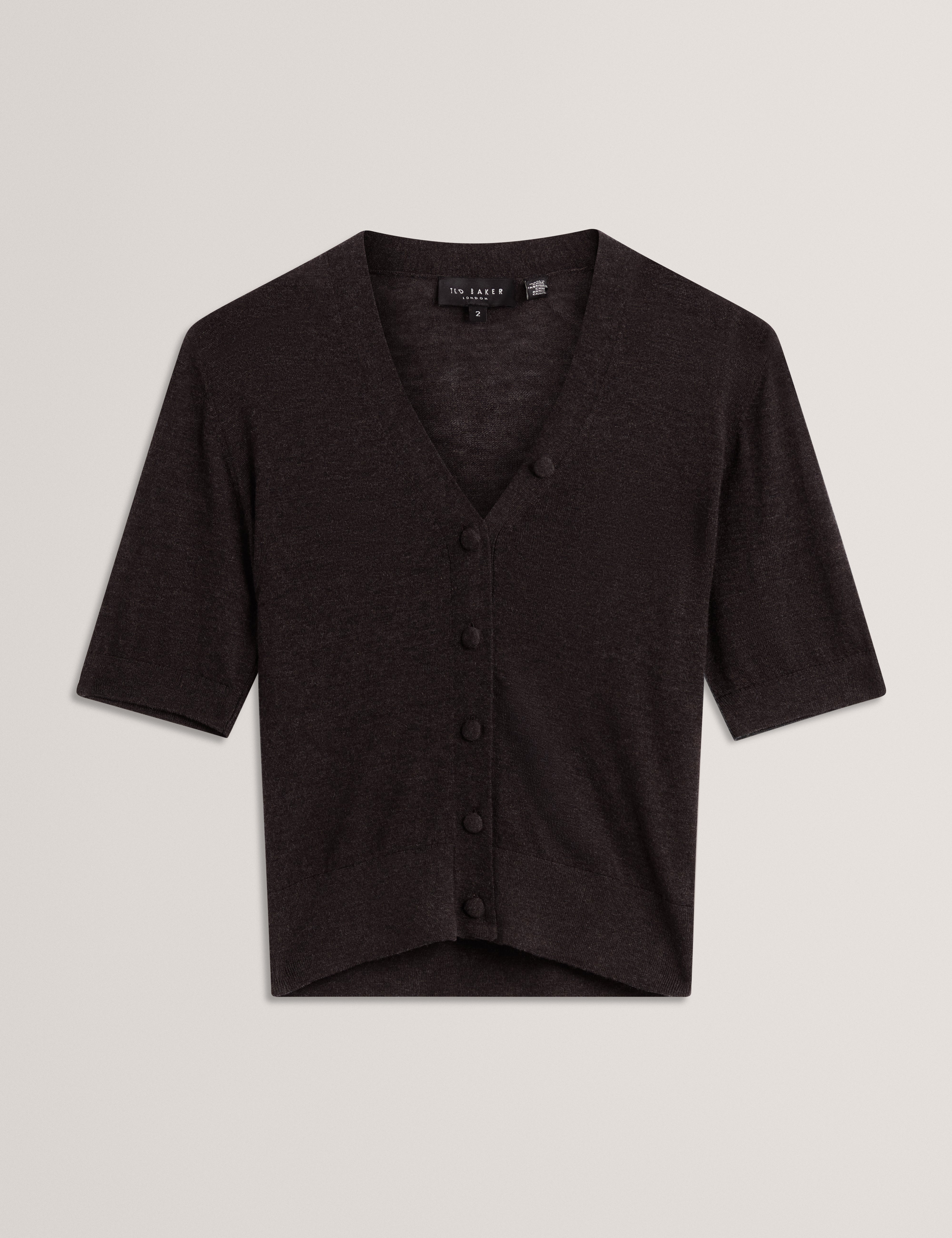 Dazlia Knitted Short Sleeve Cardigan Charcoal