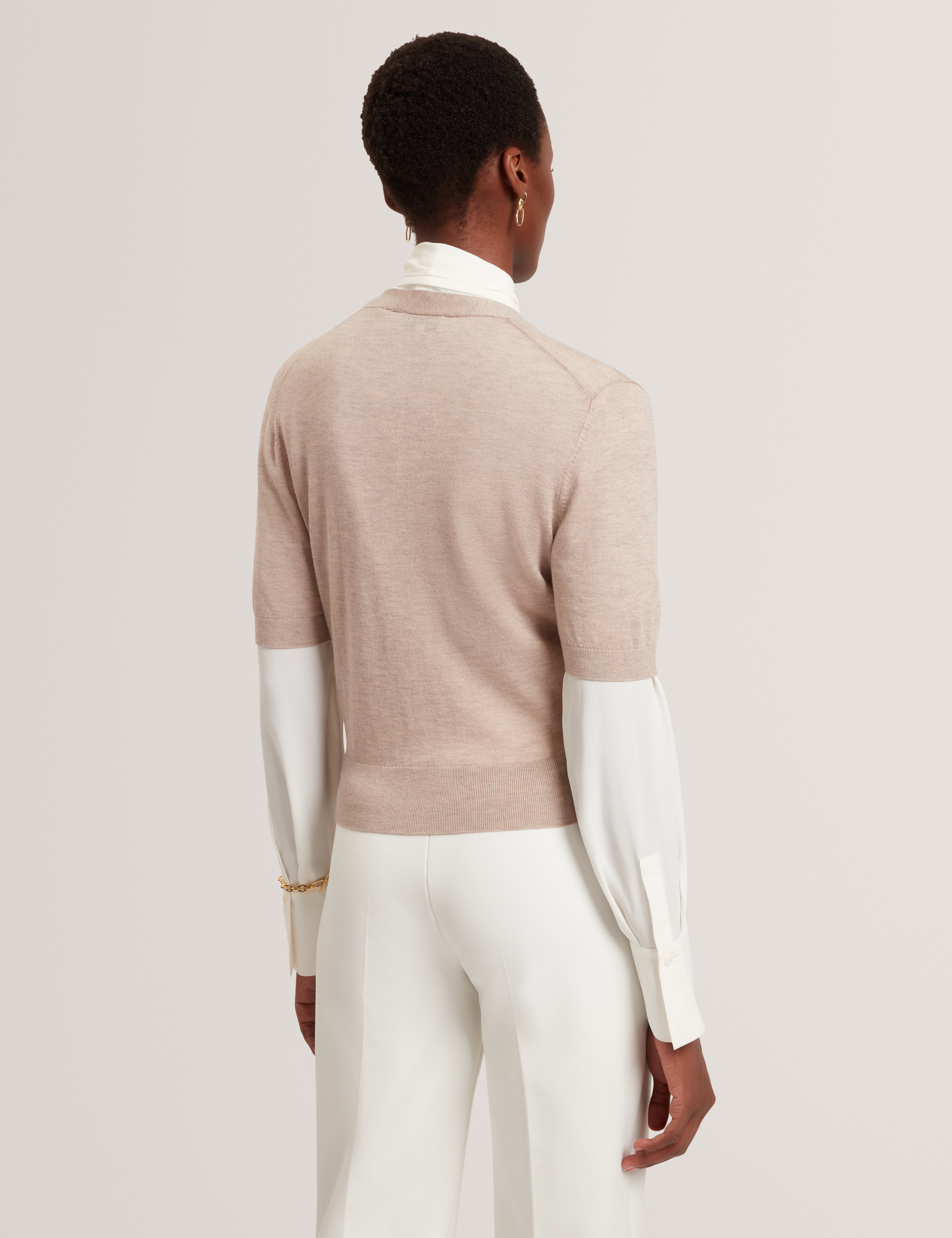 Dazlia Knitted Short Sleeve Cardigan Taupe