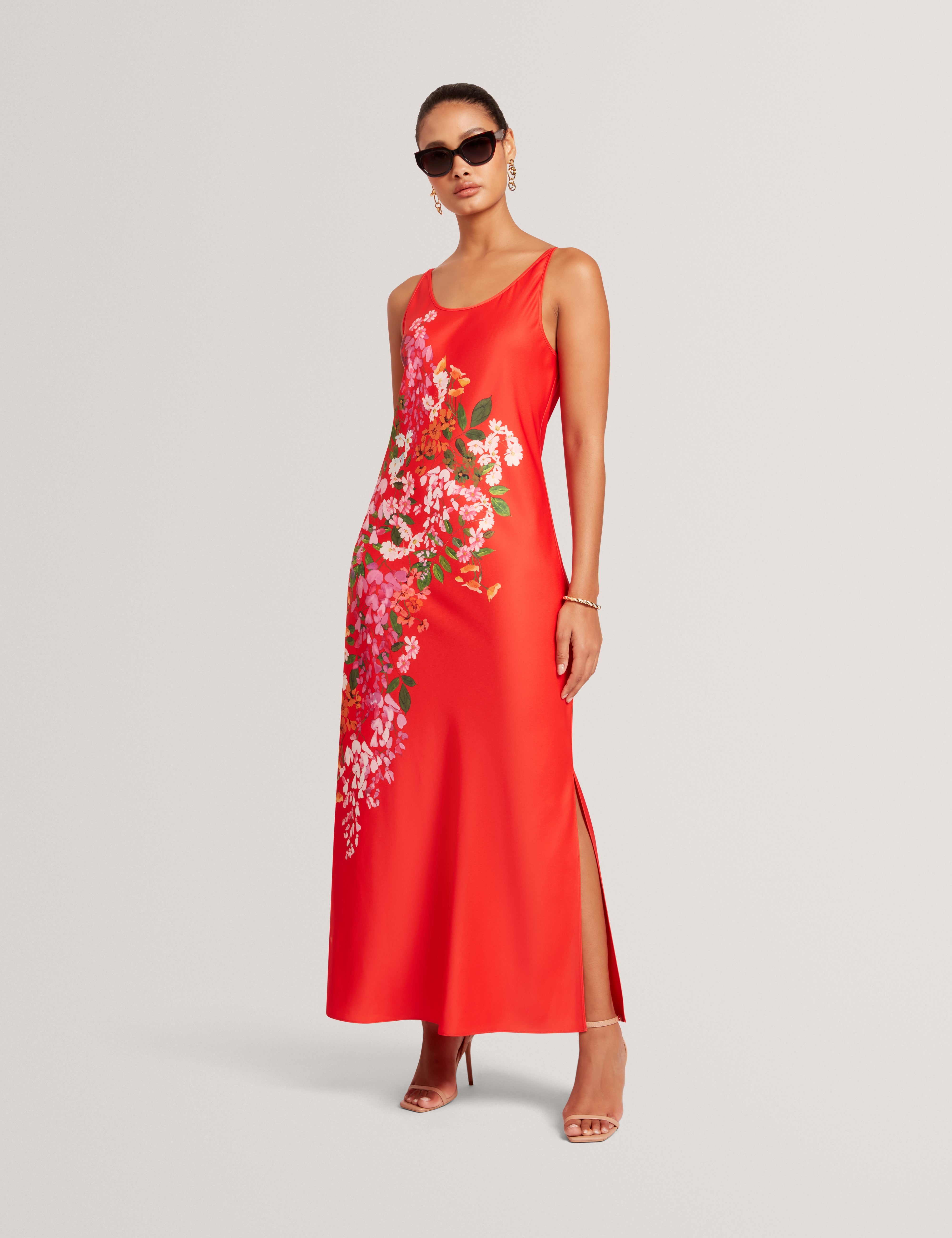 Shop Melmae Printed Scoop Neck Slip Dress Redfor Women Online
