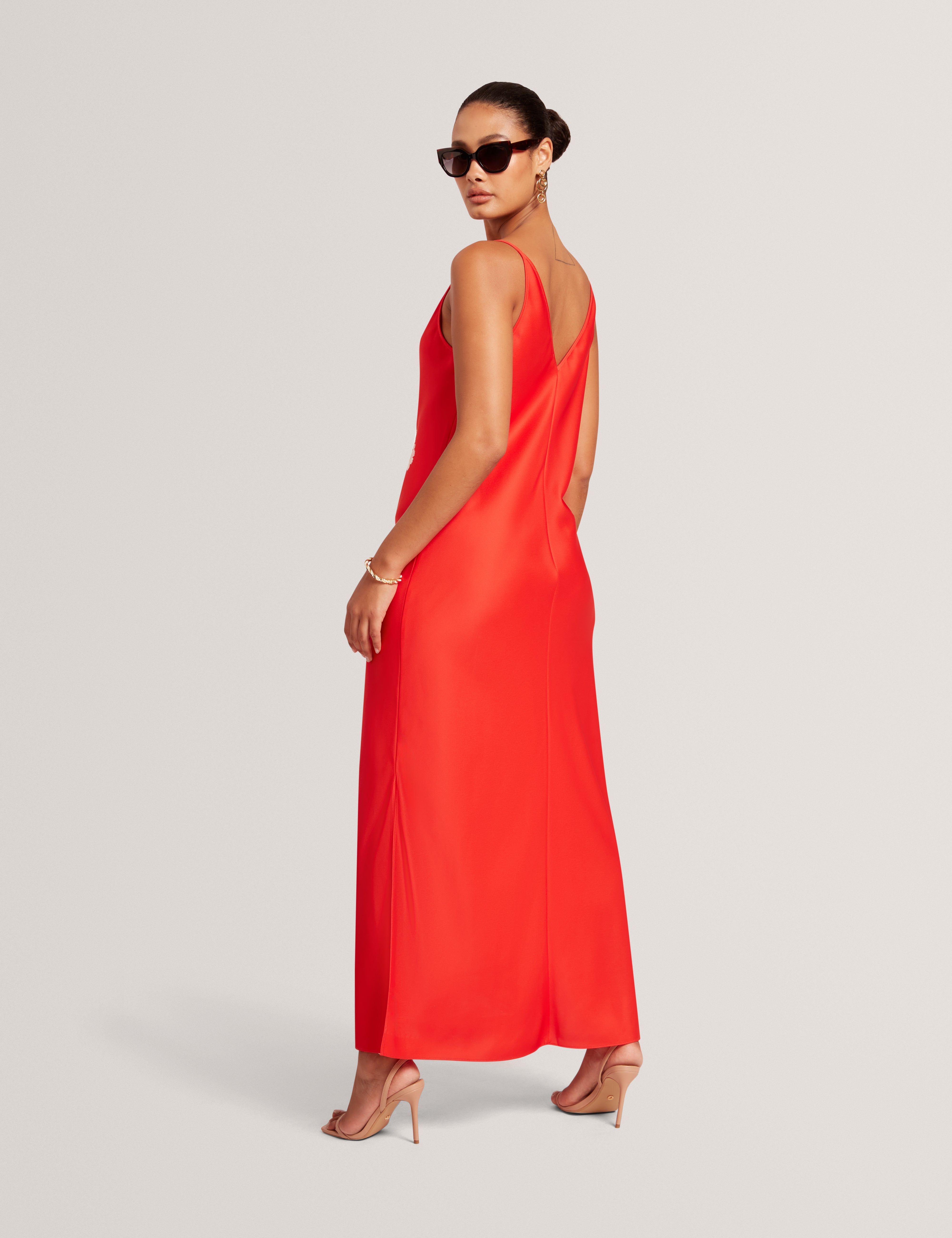 Melmae Printed Scoop Neck Slip Dress Red