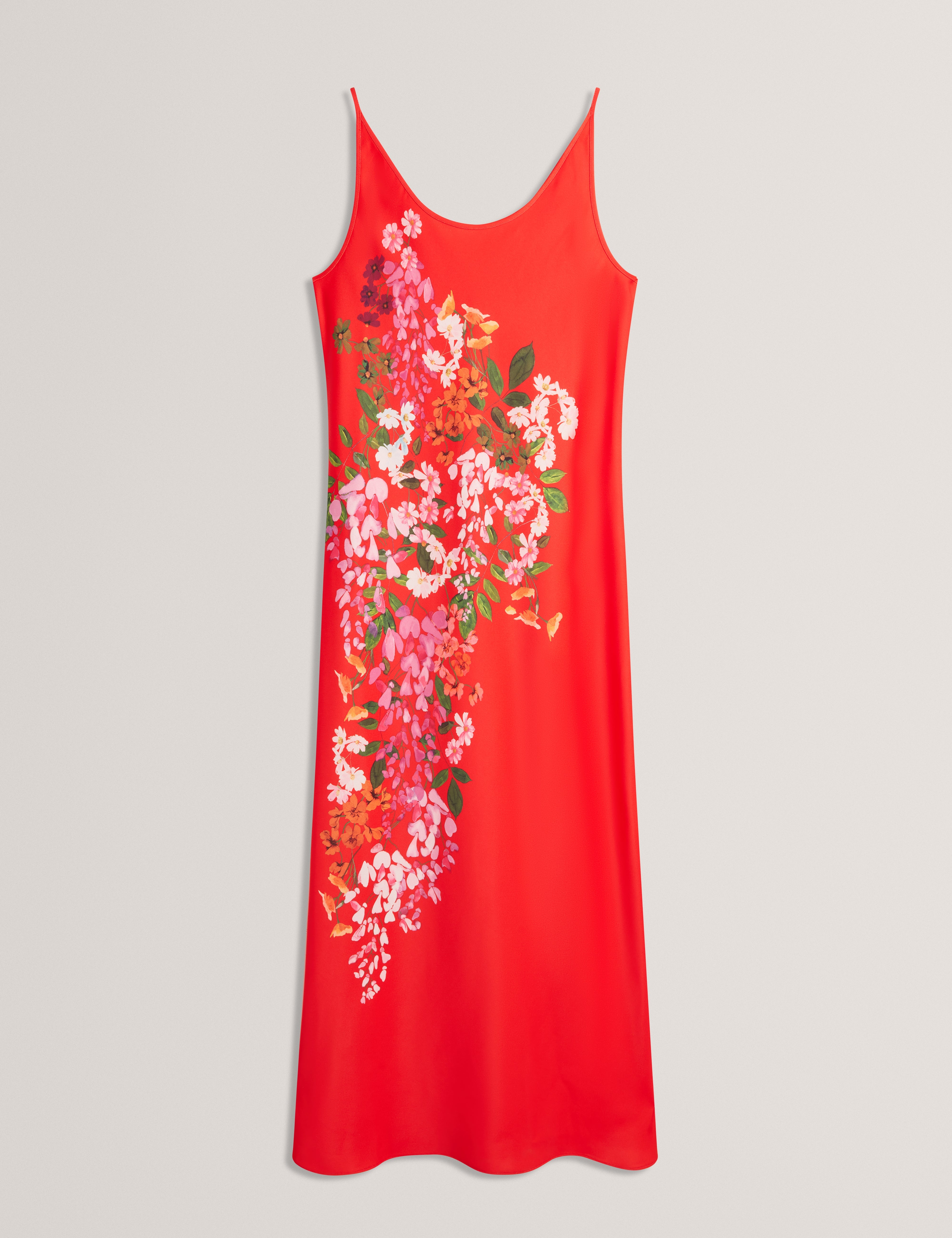 Melmae Printed Scoop Neck Slip Dress Red