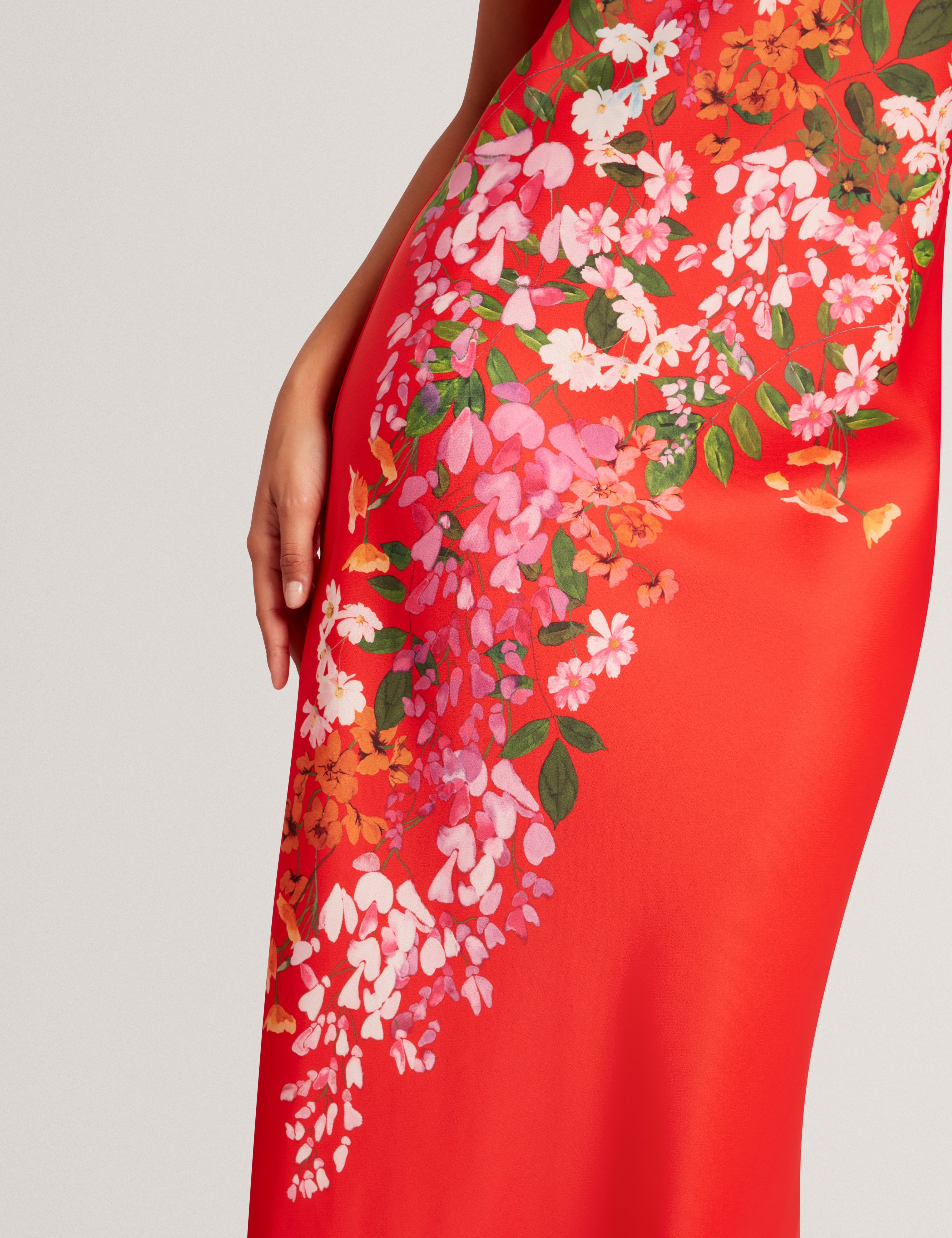 Melmae Printed Scoop Neck Slip Dress Red