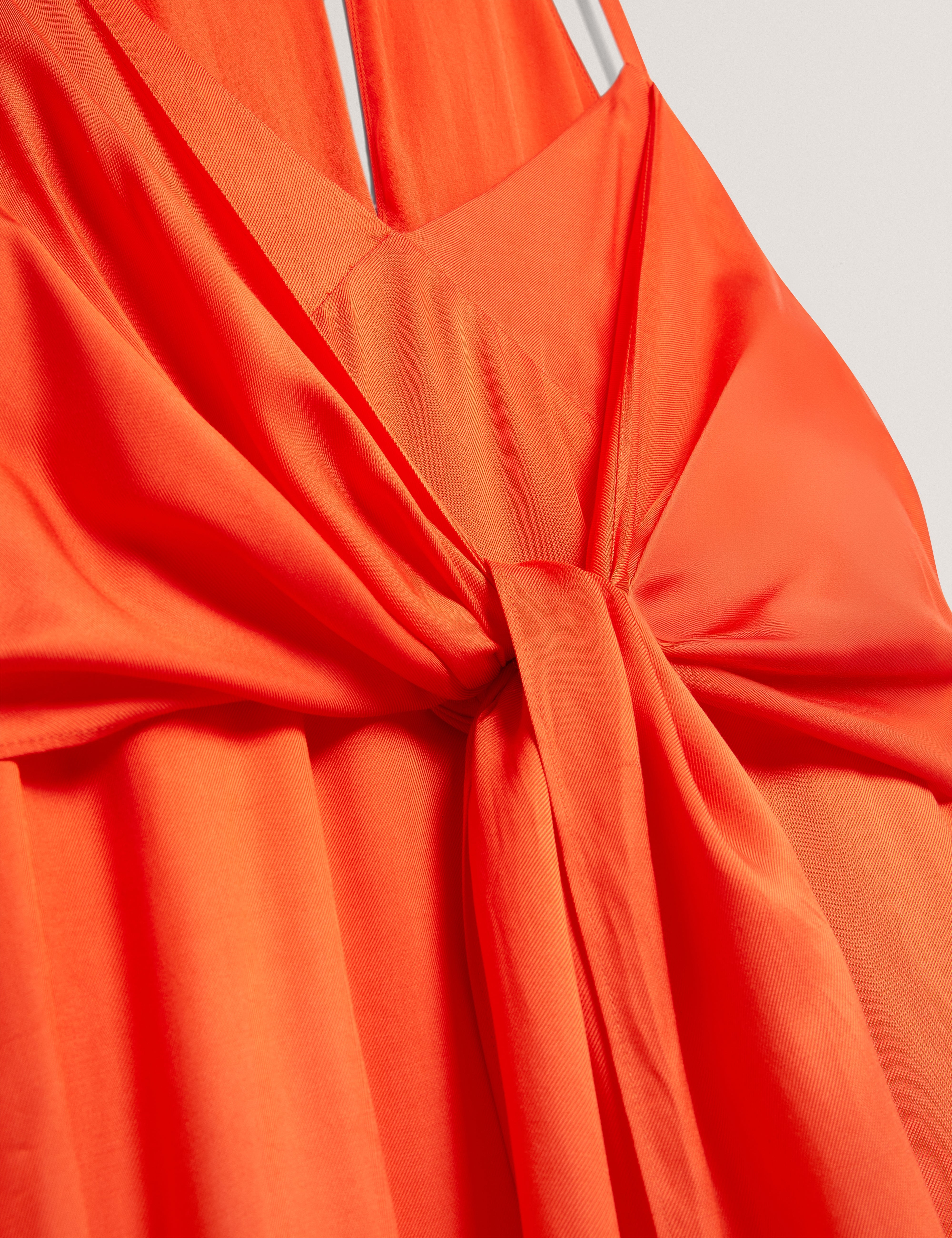 Beckki Tie Waist Slip Midi Dress Orange