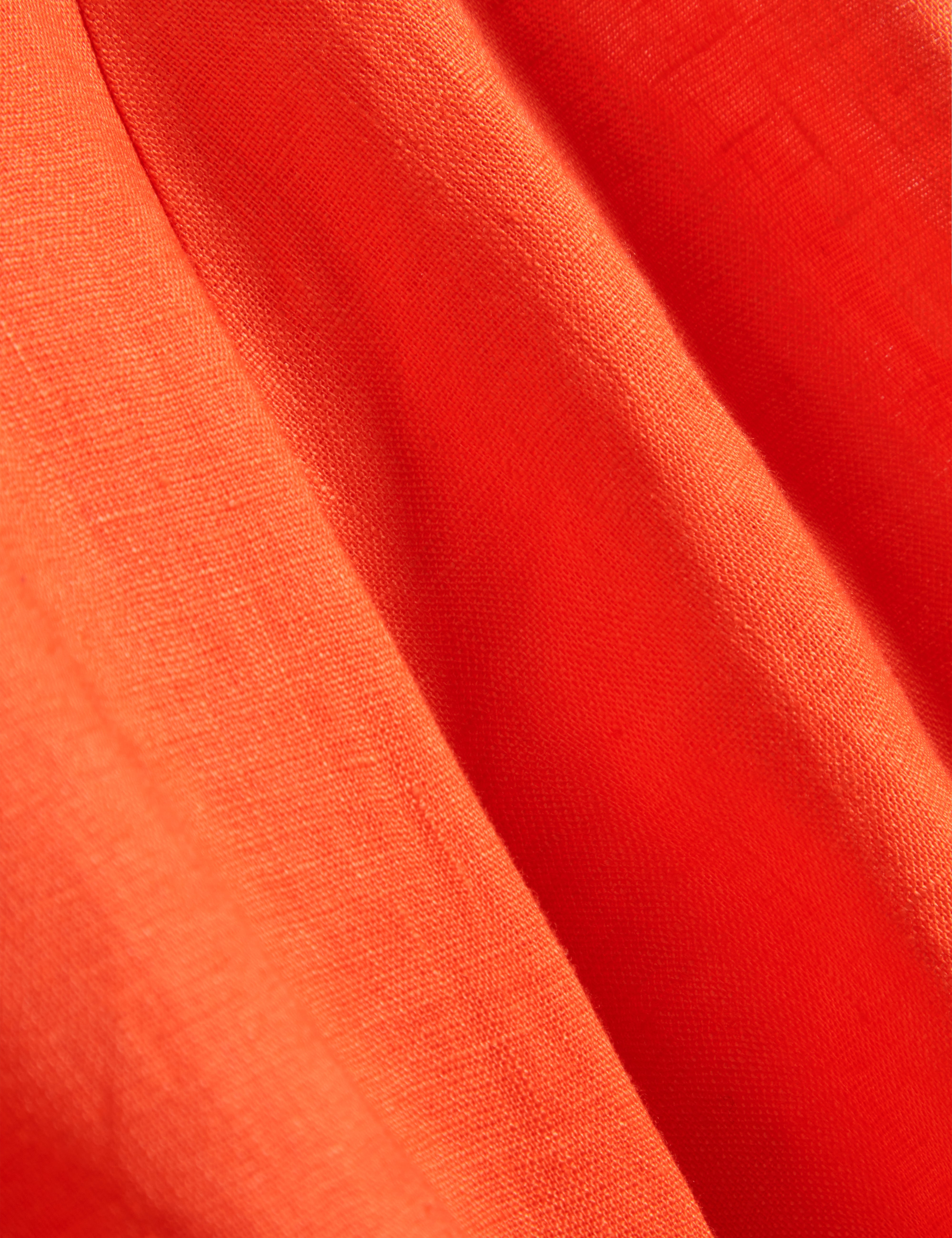 Limarie Linen Puff Sleeve Straight Top Orange