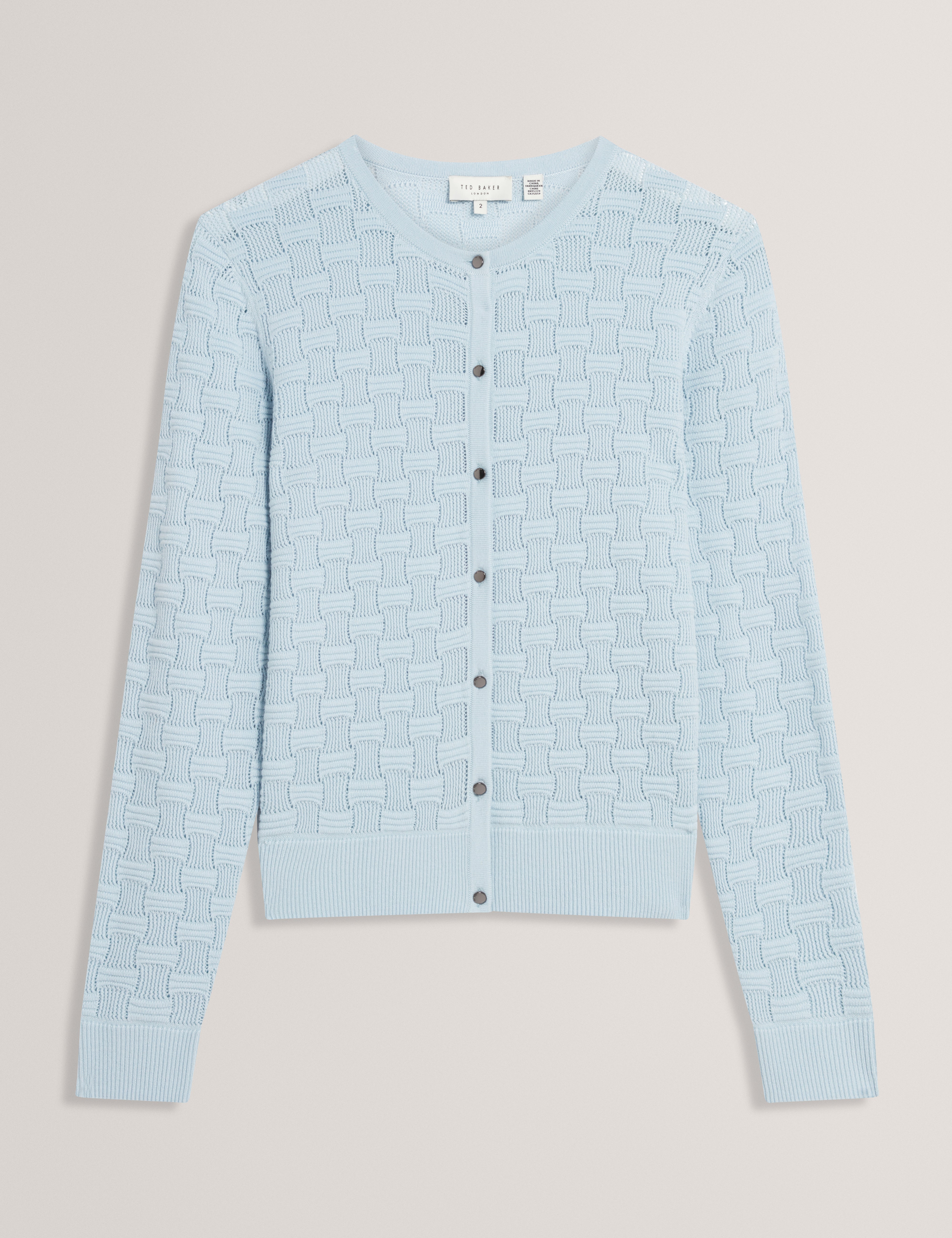Cahrie Touch Of Silk Knitted Crew Neck Cardigan Pl-Blue