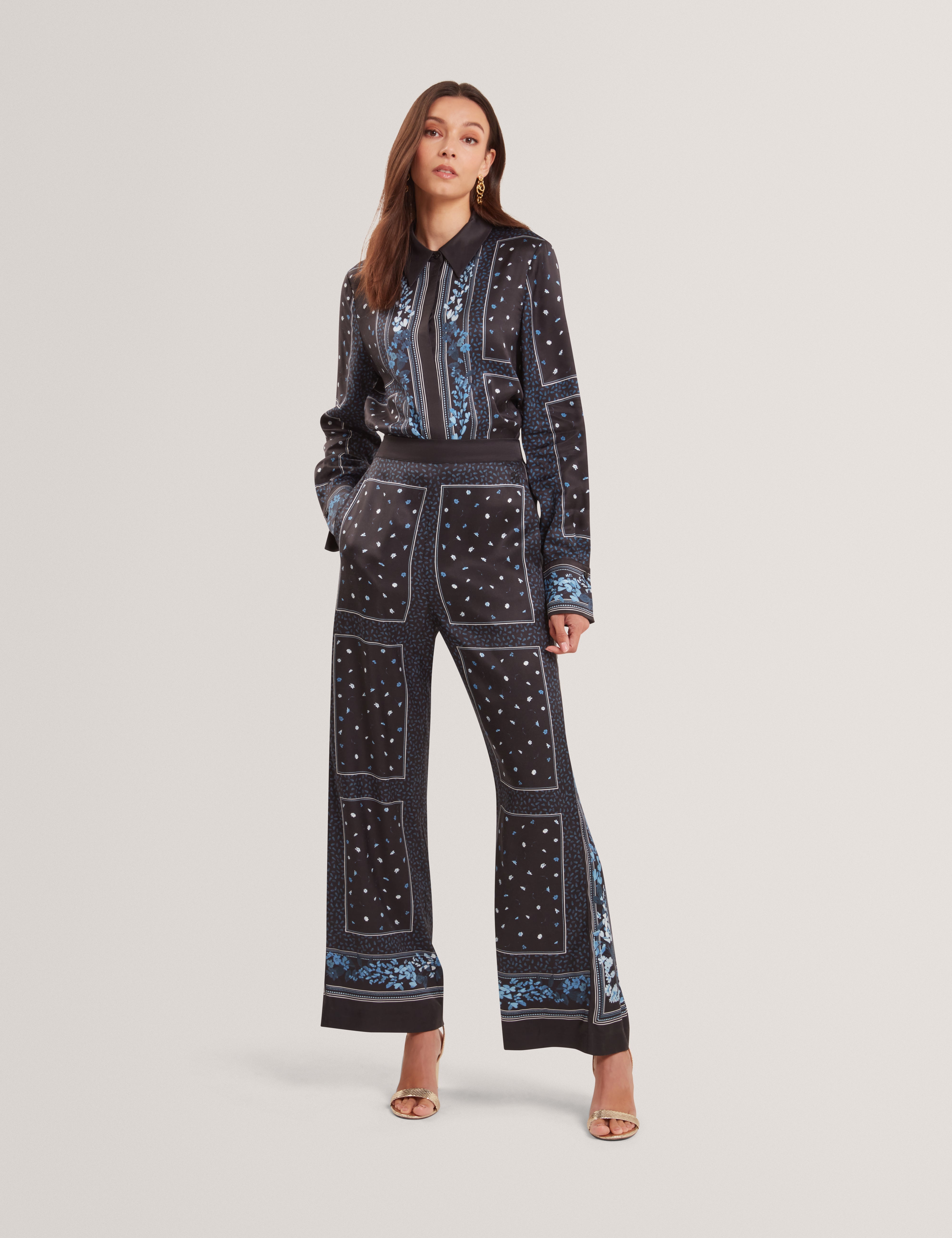 Brani Printed Wide Leg Trouser Black