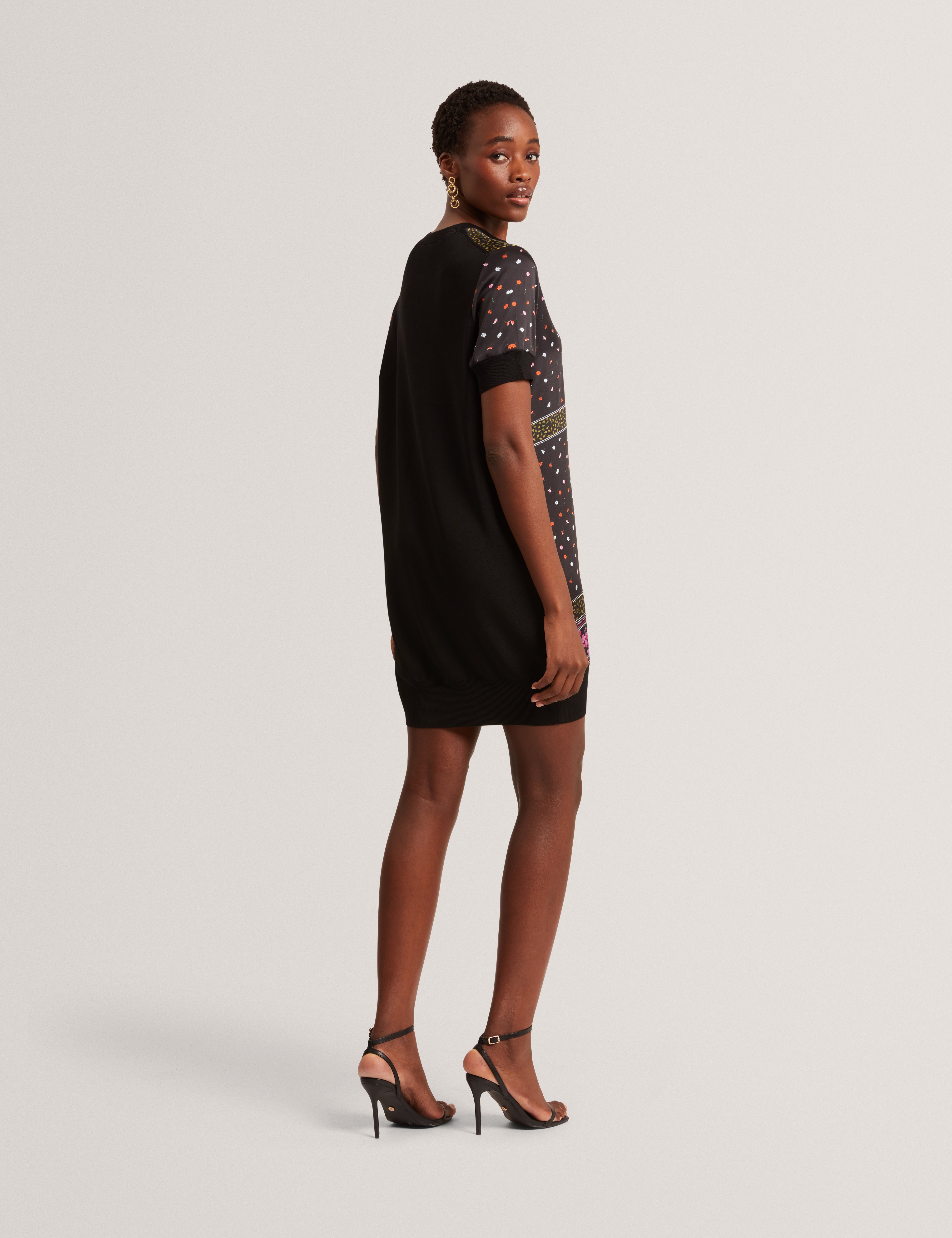 Debhie Printed Woven Front Mini Dress Black