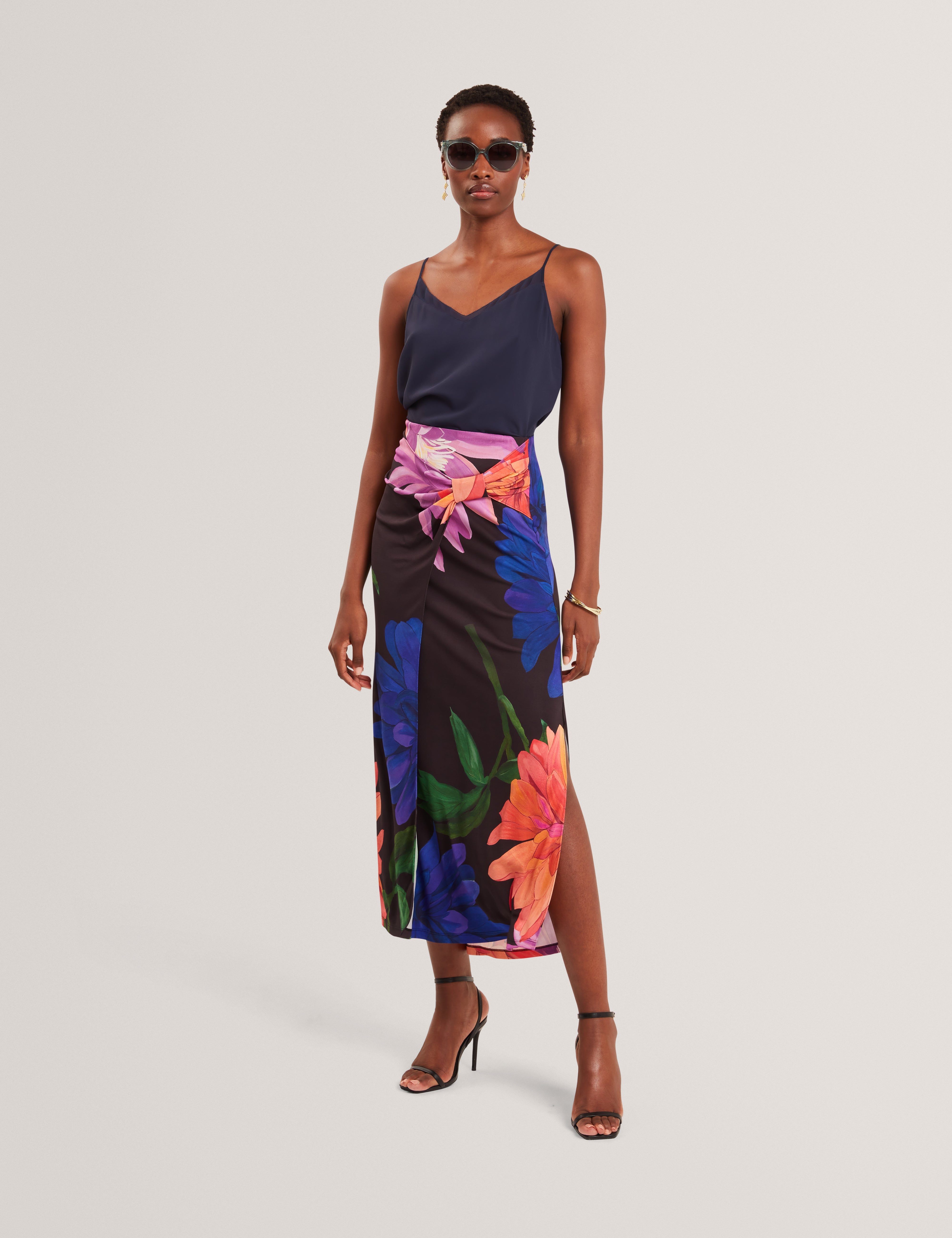 Varnia Printed Asymmetric Jersey Skirt Black