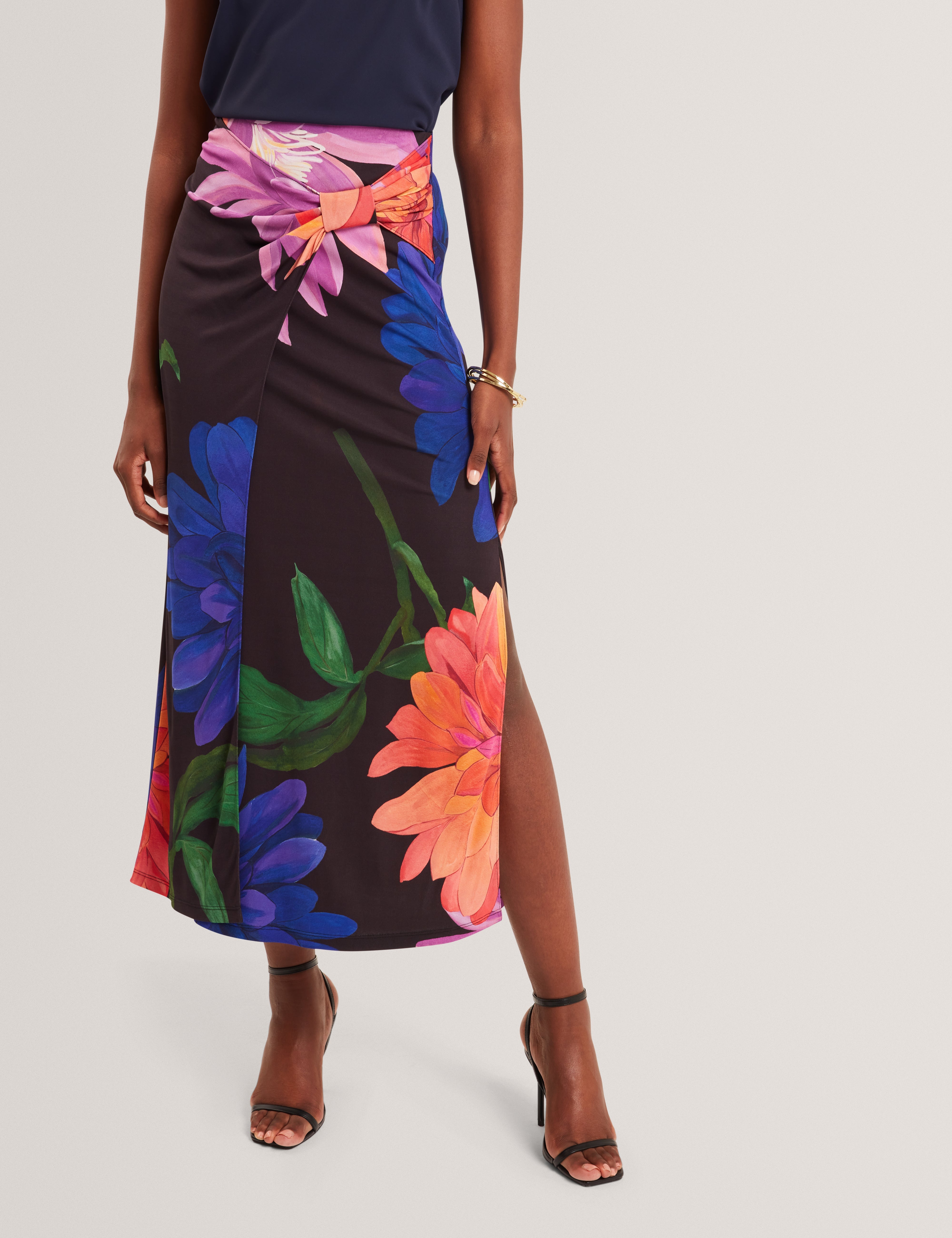 Varnia Printed Asymmetric Jersey Skirt Black