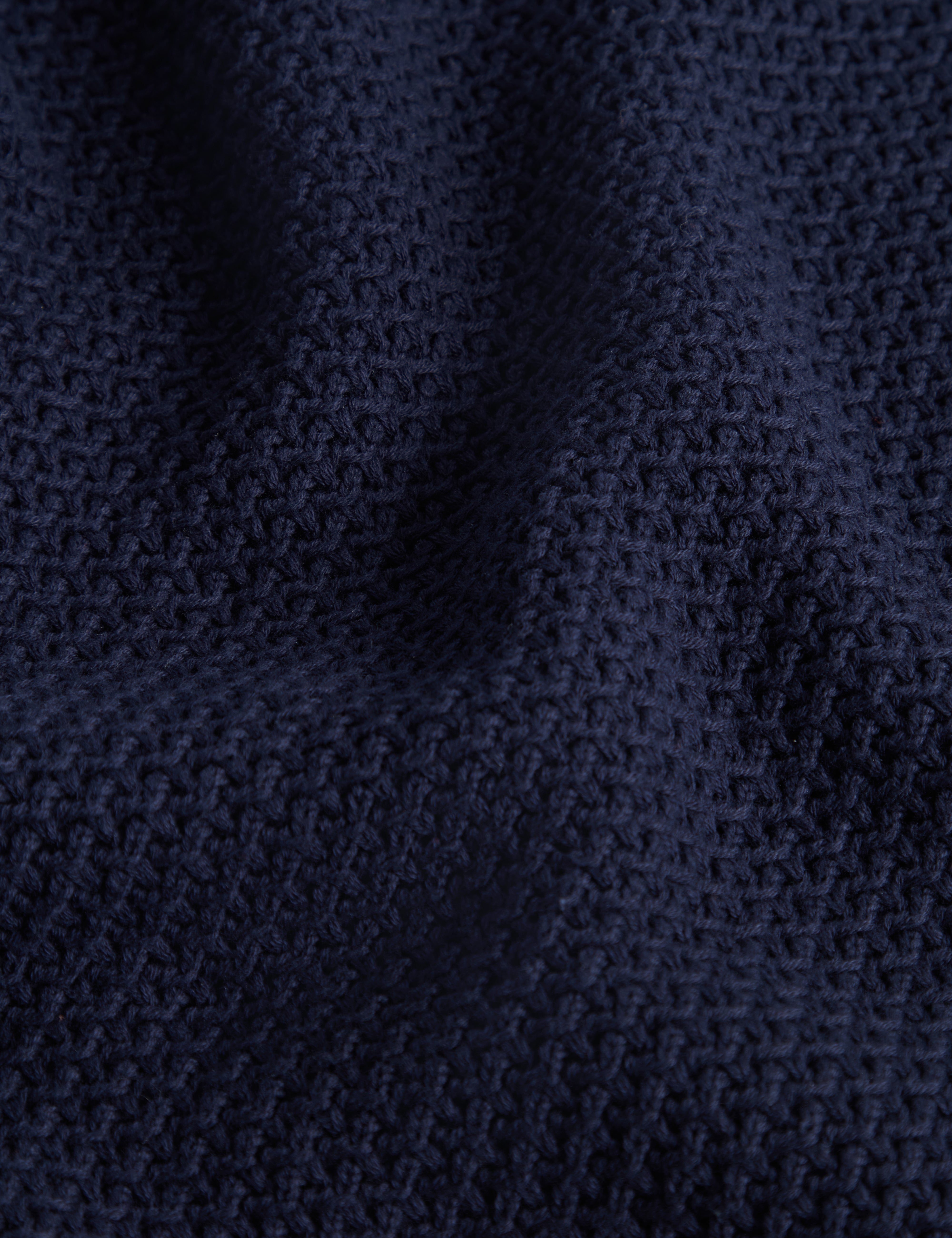 Brucei Long Sleeve Waffle Stitch Knit Polo Navy