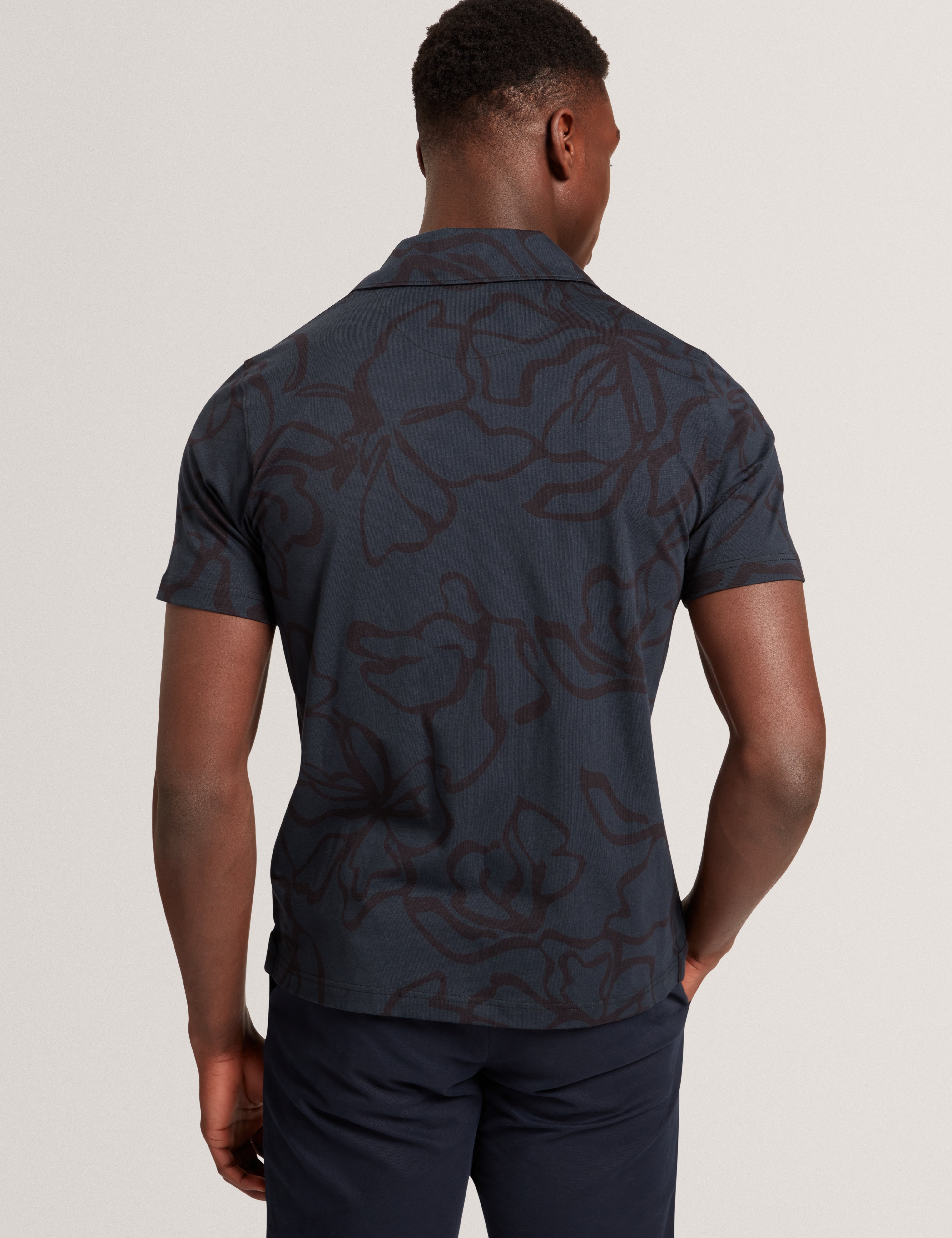 Claub Short Sleeve Floral Jersey Shirt Navy