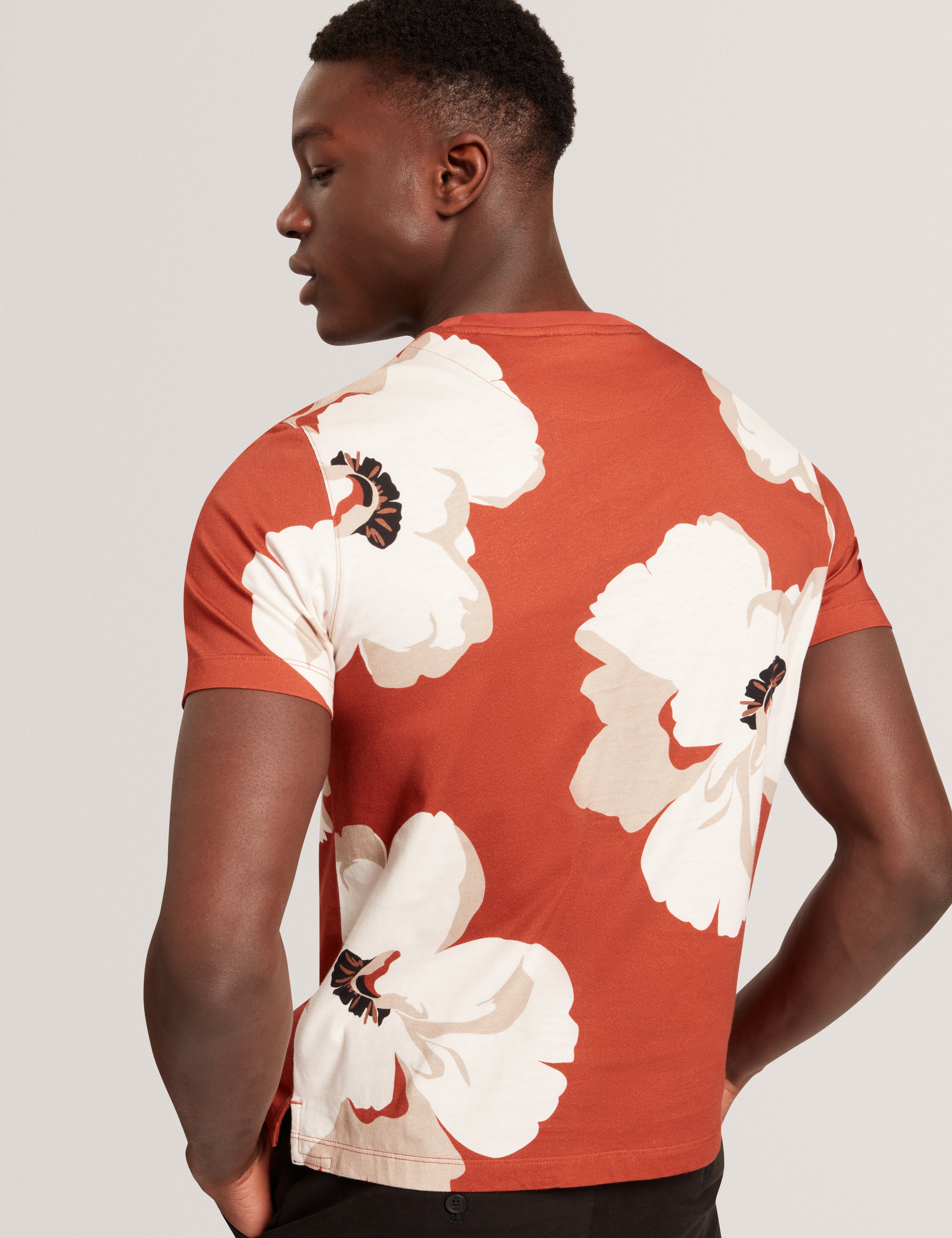 Kathan Short Sleeve Floral Print T Shirt Dk-Orange