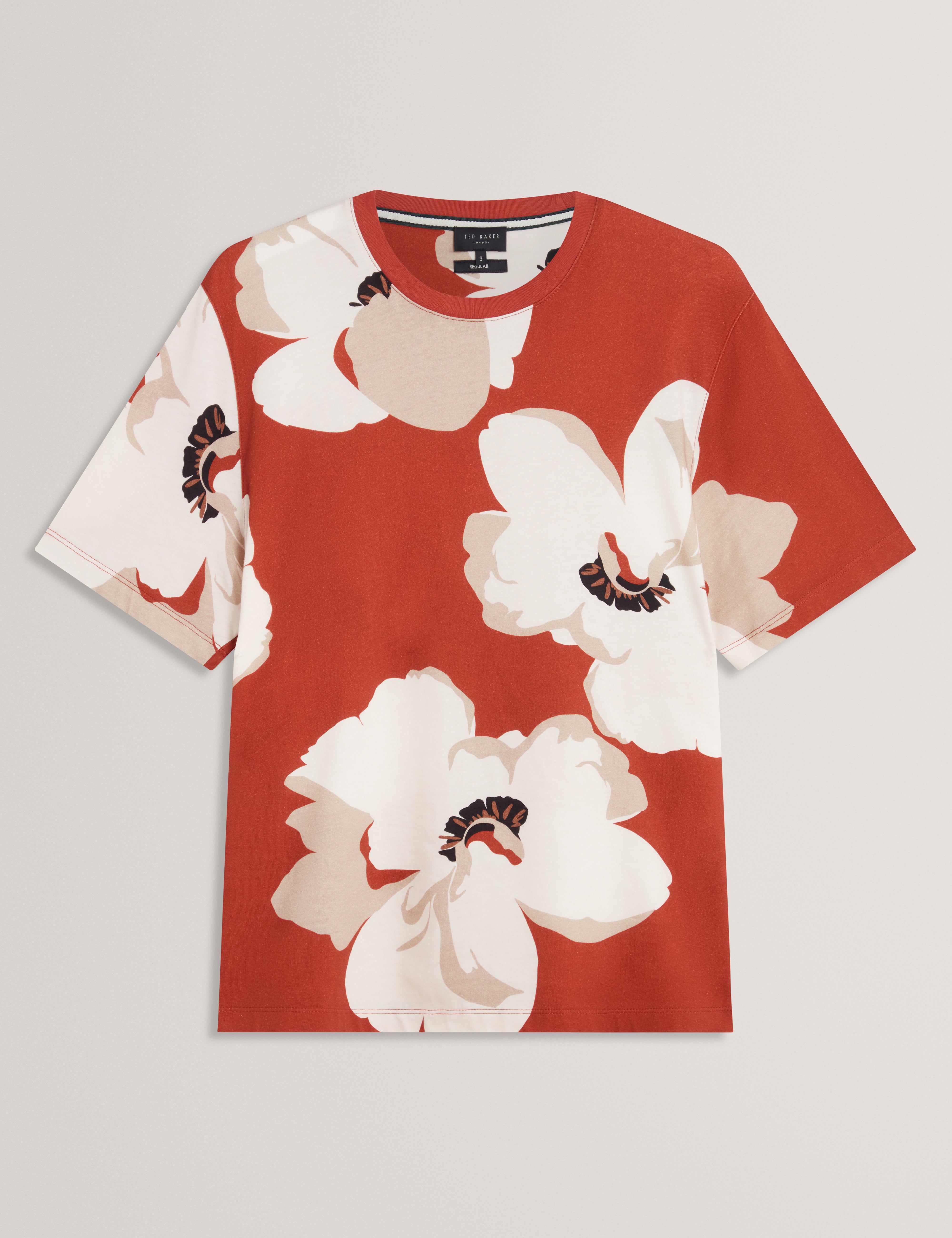 Kathan Short Sleeve Floral Print T Shirt Dk-Orange