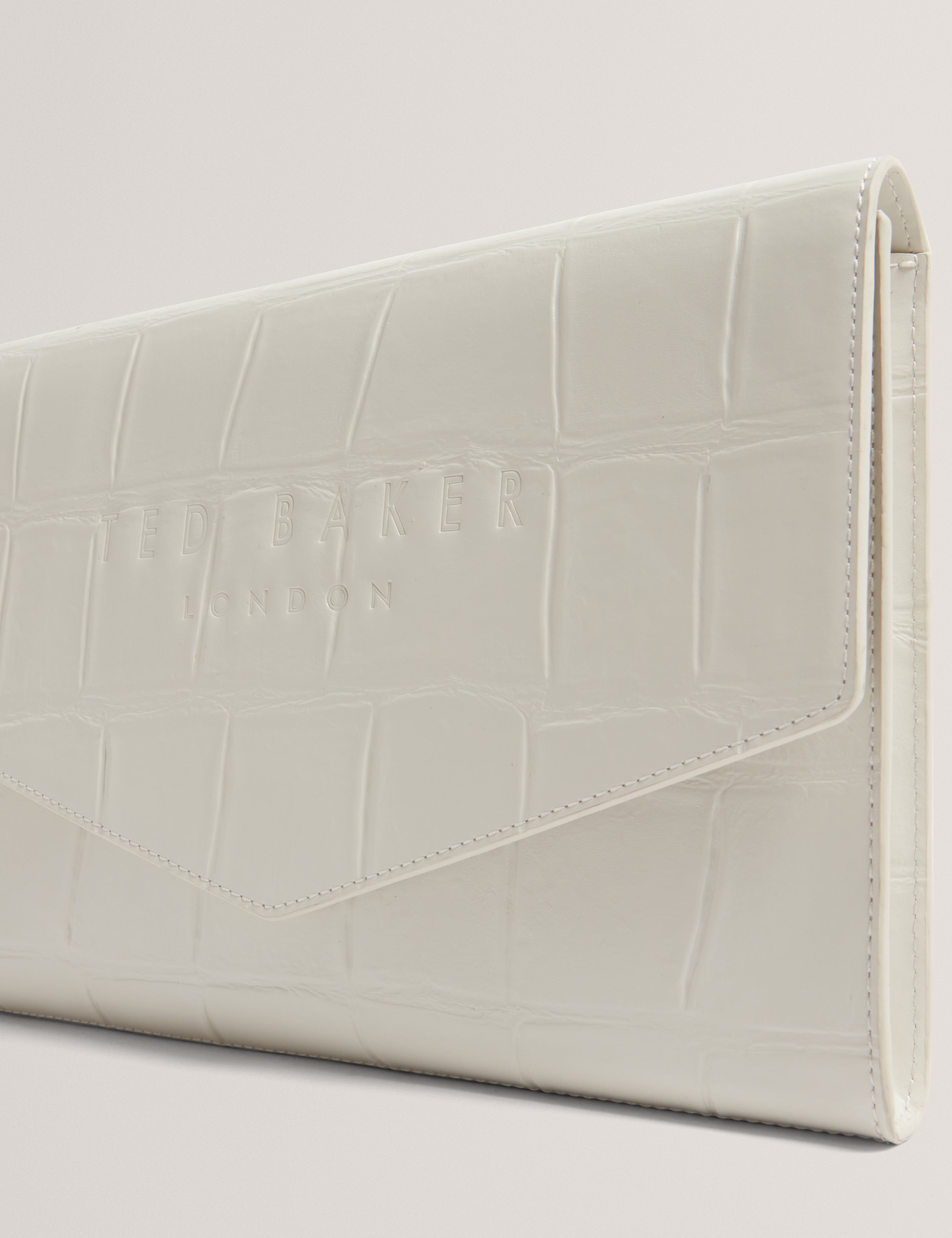 Crocey Croc Effect Envelope Pouch Ivory