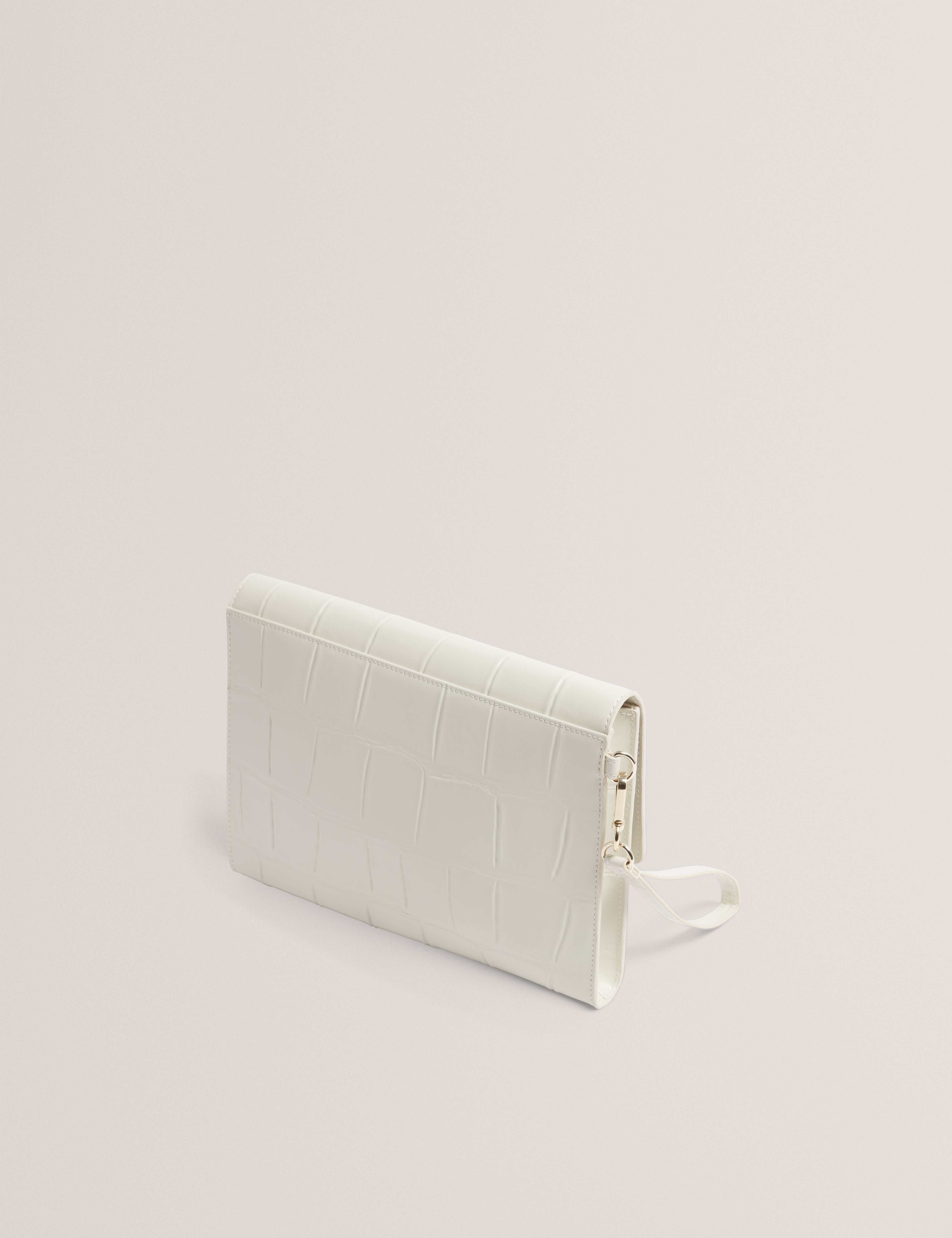 Crocey Croc Effect Envelope Pouch Ivory