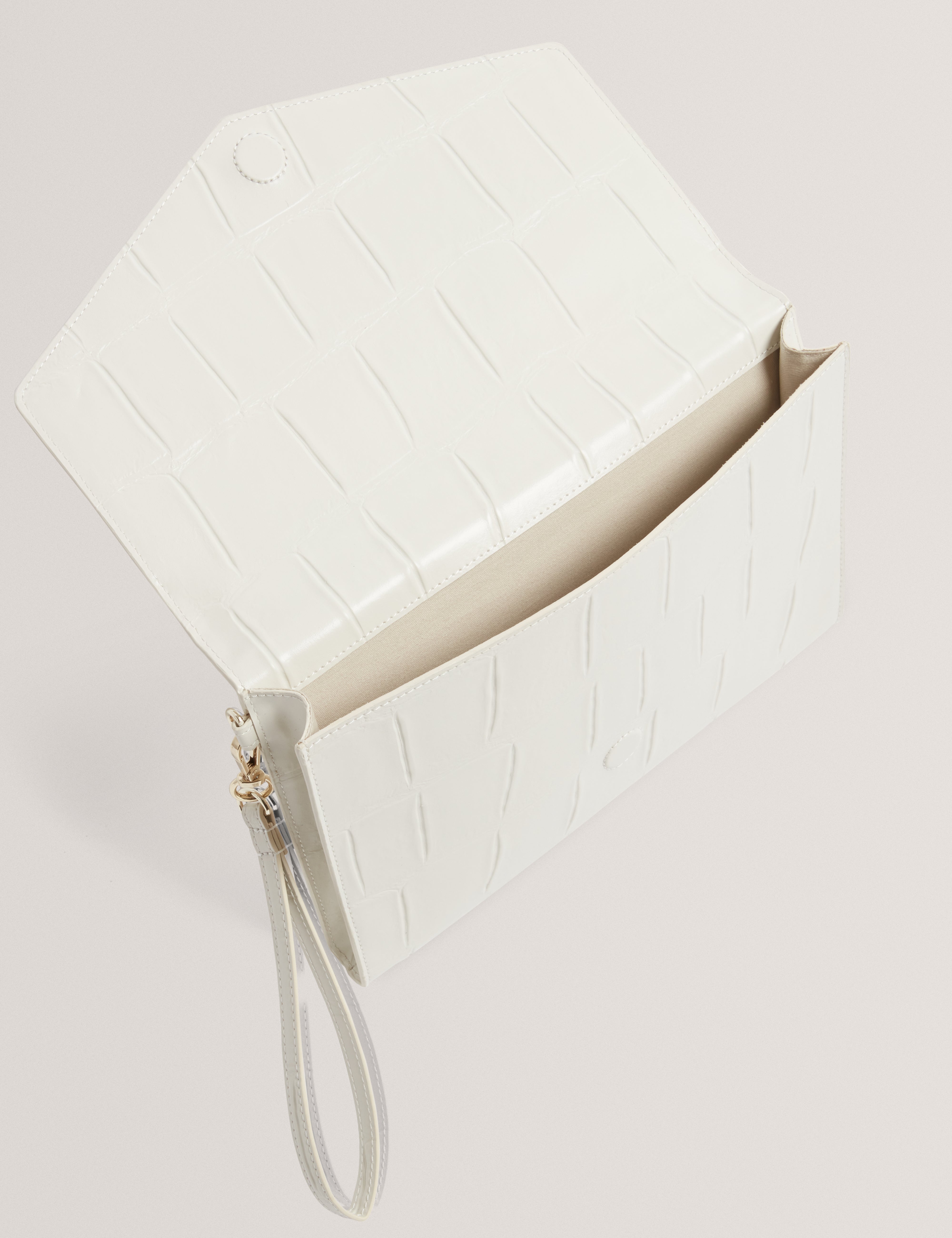 Crocey Croc Effect Envelope Pouch Ivory