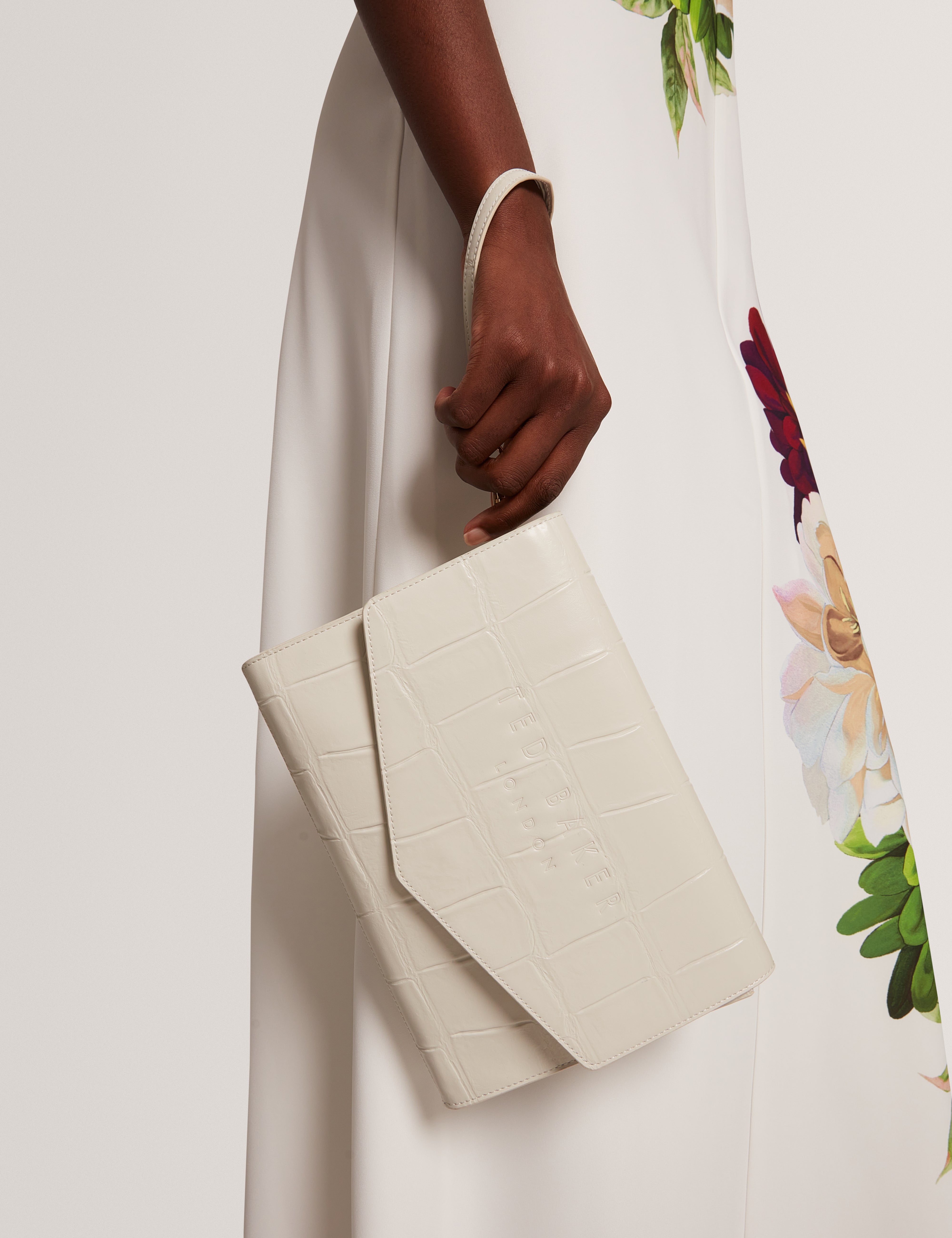 Crocey Croc Effect Envelope Pouch Ivory