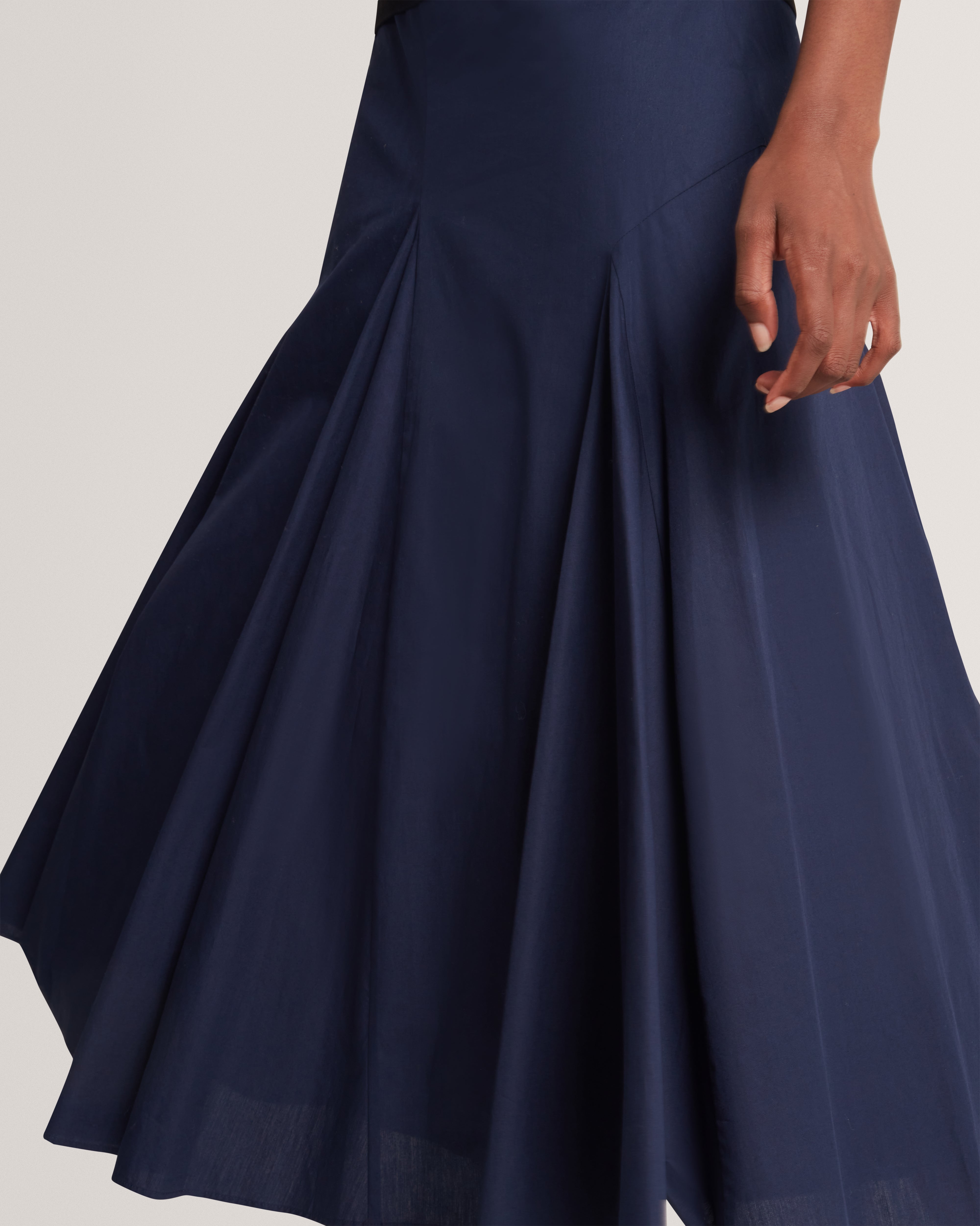 Zanzah Cotton Poplin Midi Skirt Navy